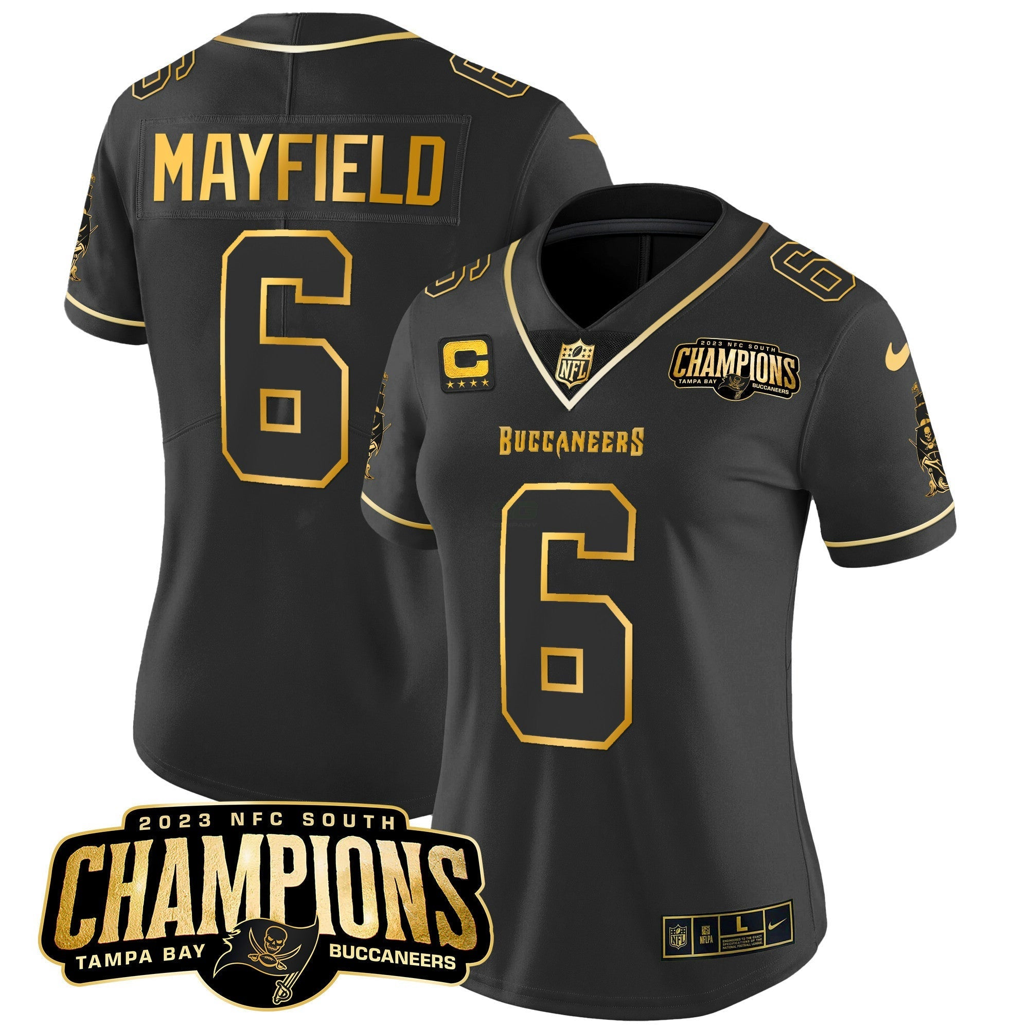 Camisa NFL Women’s 2023 NFC South Champions Patch Dourada Vapor Jersey