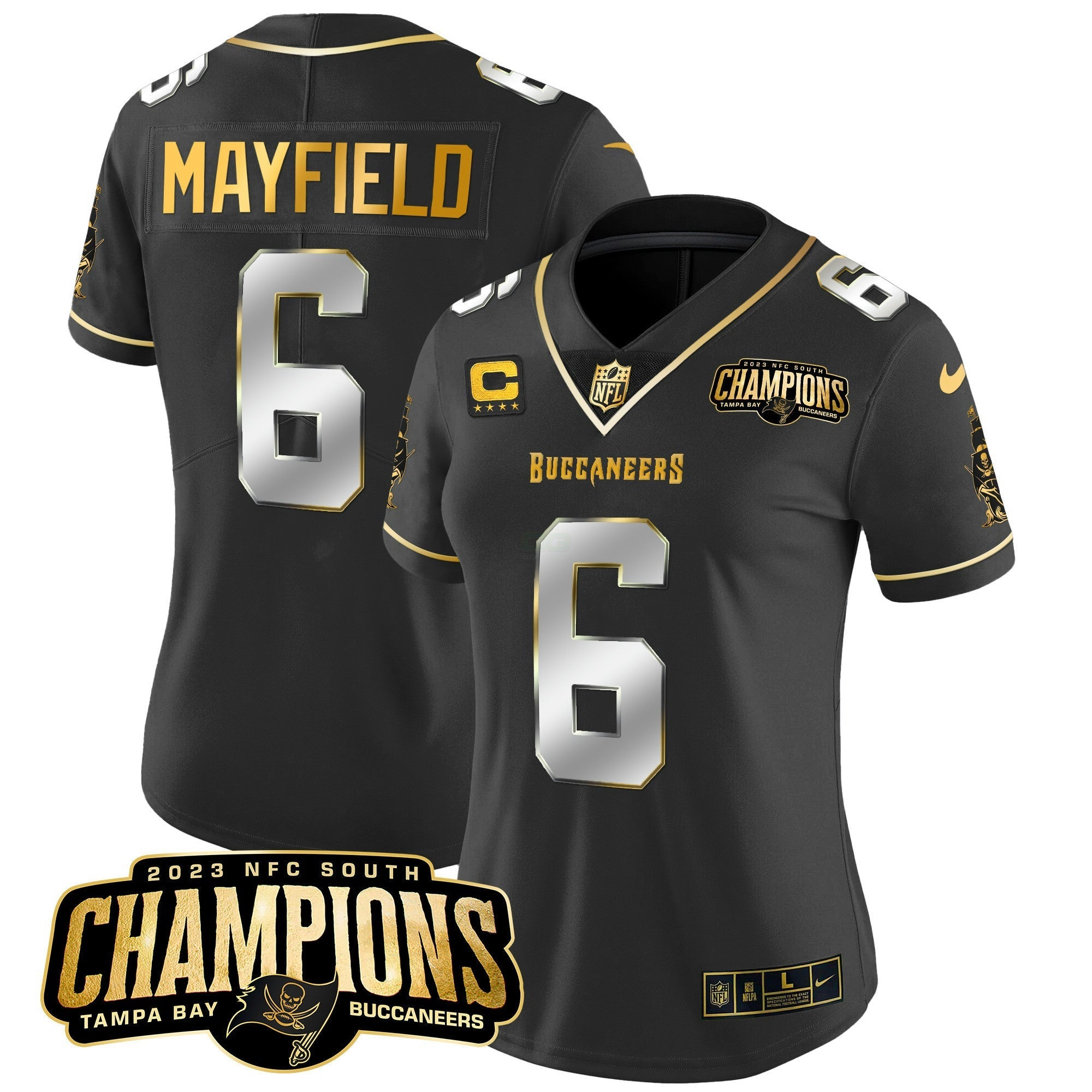 Camisa NFL Women’s 2023 NFC South Champions Patch Dourada Vapor Jersey