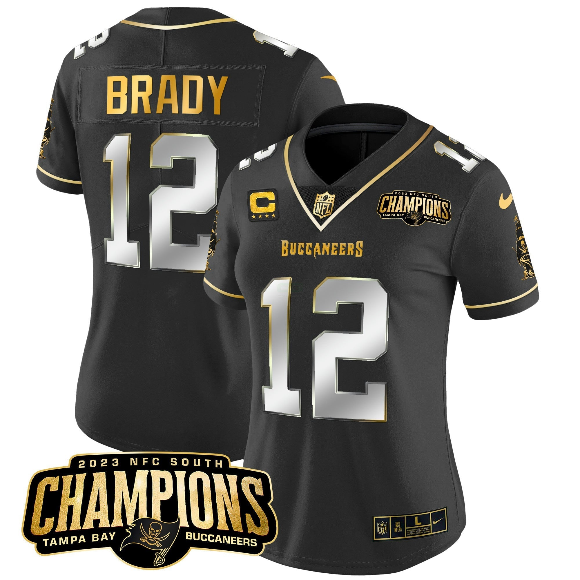 Camisa NFL Women’s 2023 NFC South Champions Patch Dourada Vapor Jersey