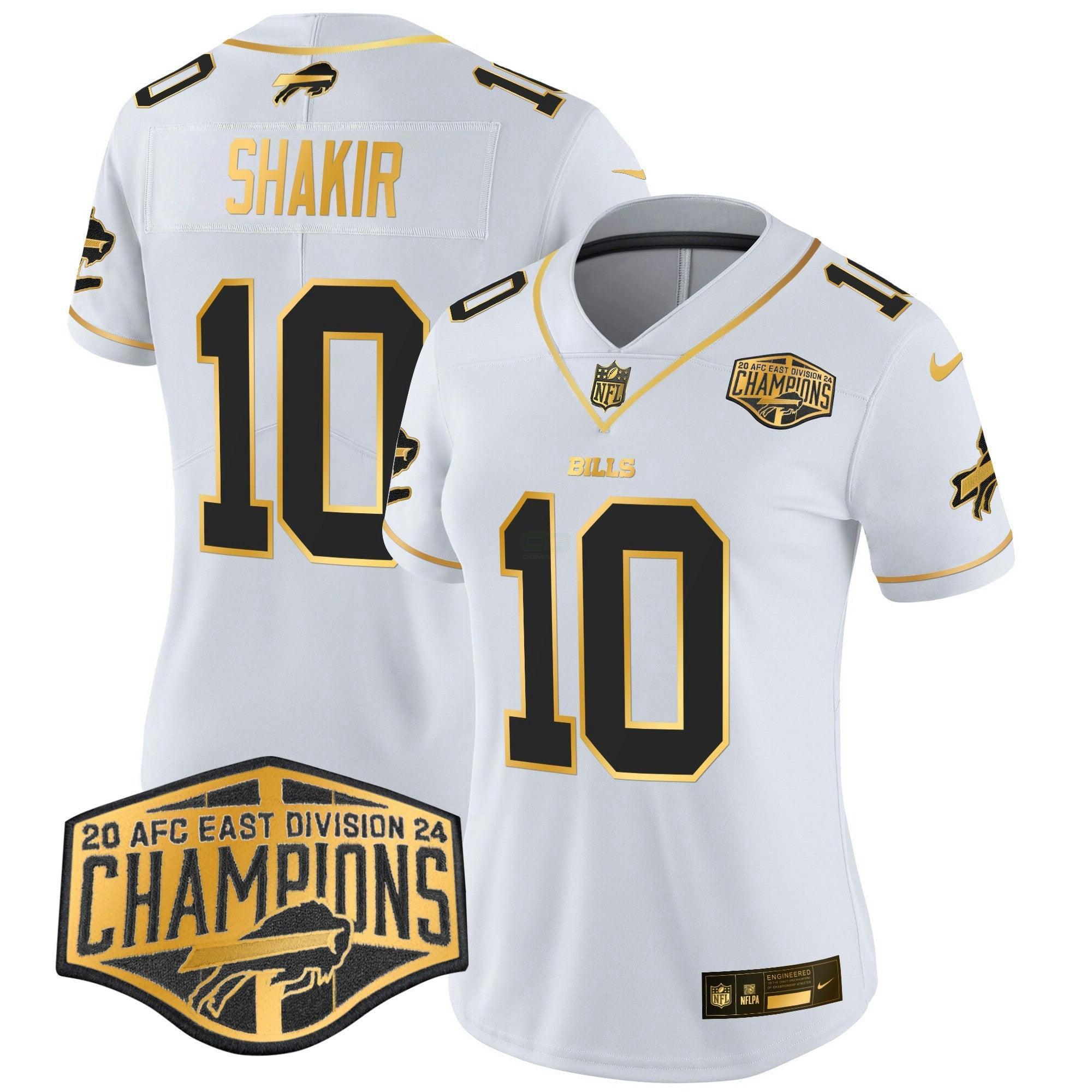 Camisa NFL Women’s 2024 AFC East Division Champions Dourada Vapor Limited Jersey