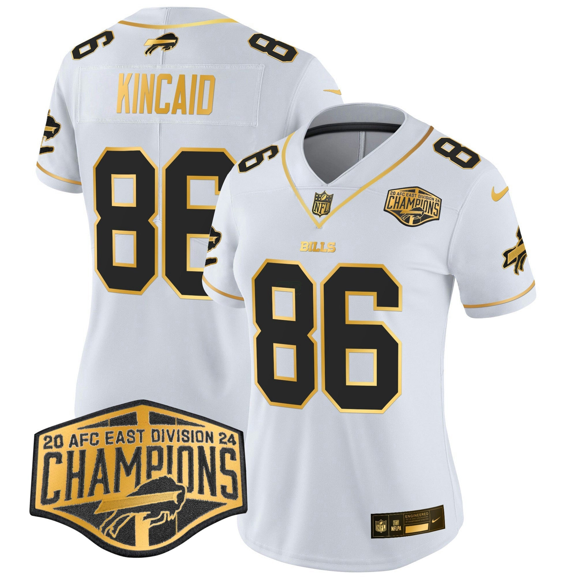 Camisa NFL Women’s 2024 AFC East Division Champions Dourada Vapor Limited Jersey