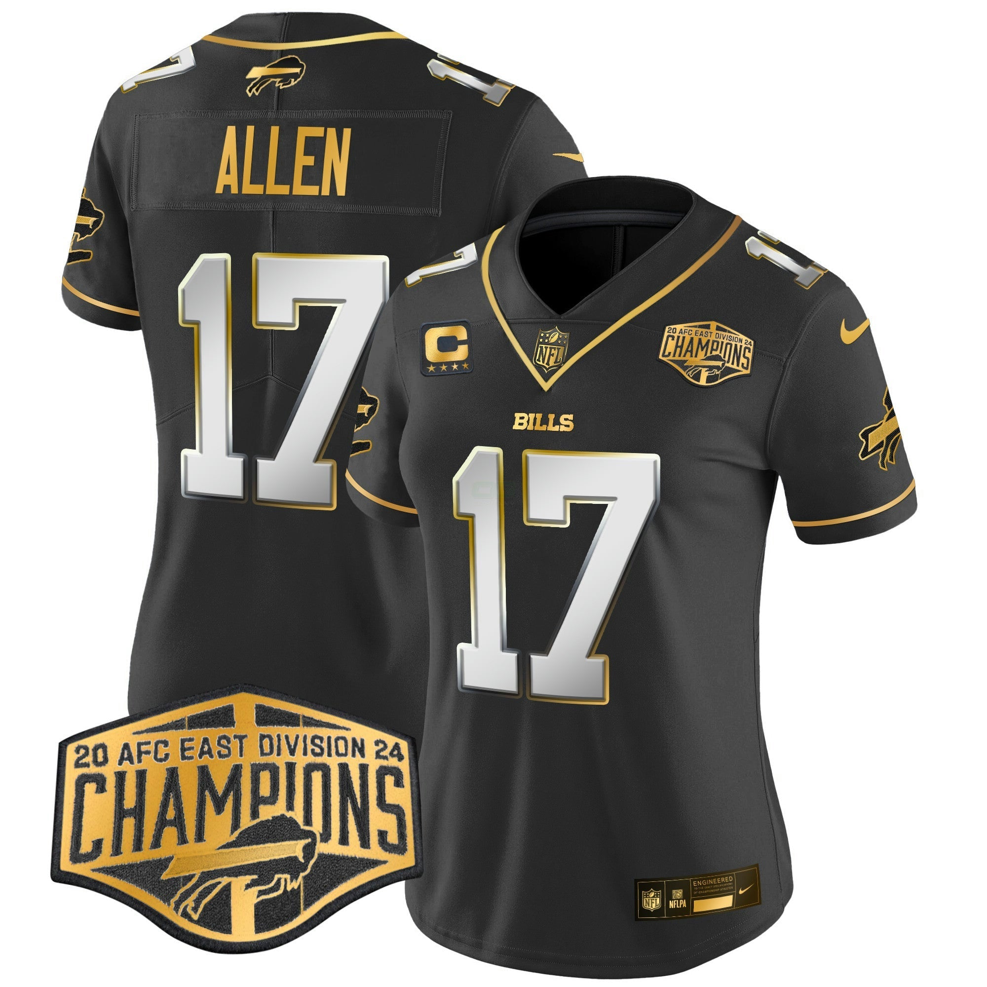 Camisa NFL Women’s 2024 AFC East Division Champions Dourada Vapor Limited Jersey