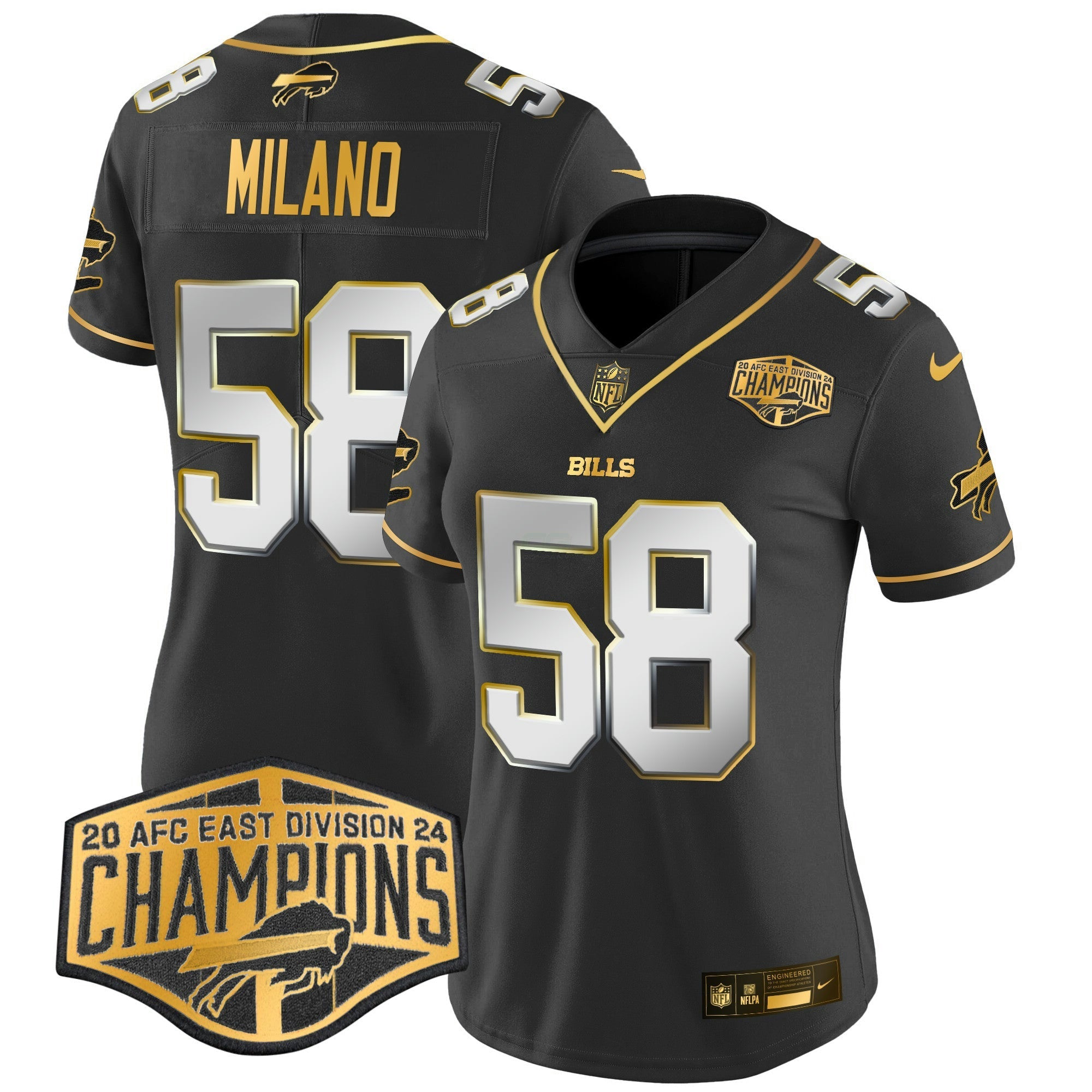 Camisa NFL Women’s 2024 AFC East Division Champions Dourada Vapor Limited Jersey