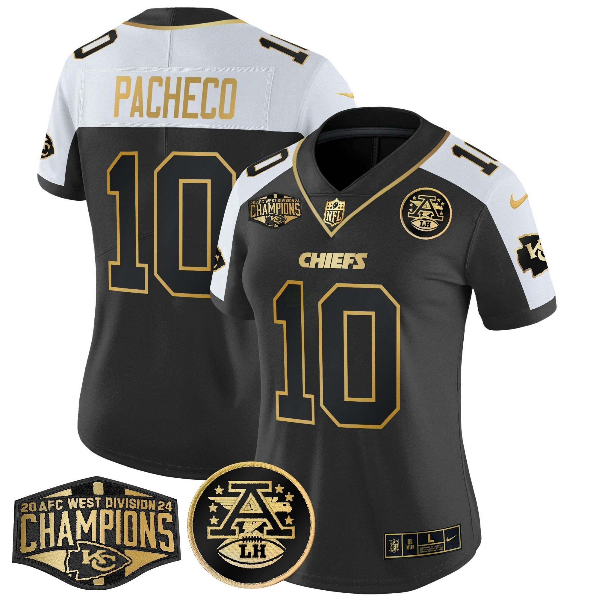 Camisa NFL Women’s 2024 AFC West Division Champions Patch Dourada Vapor Limited Jersey