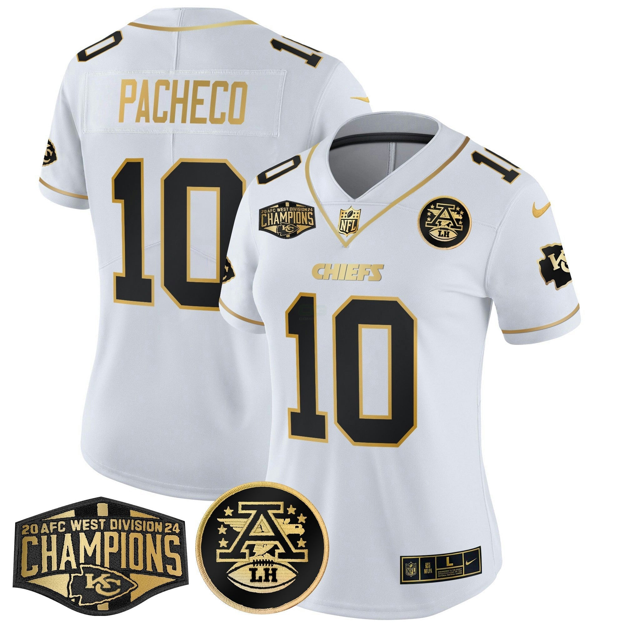 Camisa NFL Women’s 2024 AFC West Division Champions Patch Dourada Vapor Limited Jersey