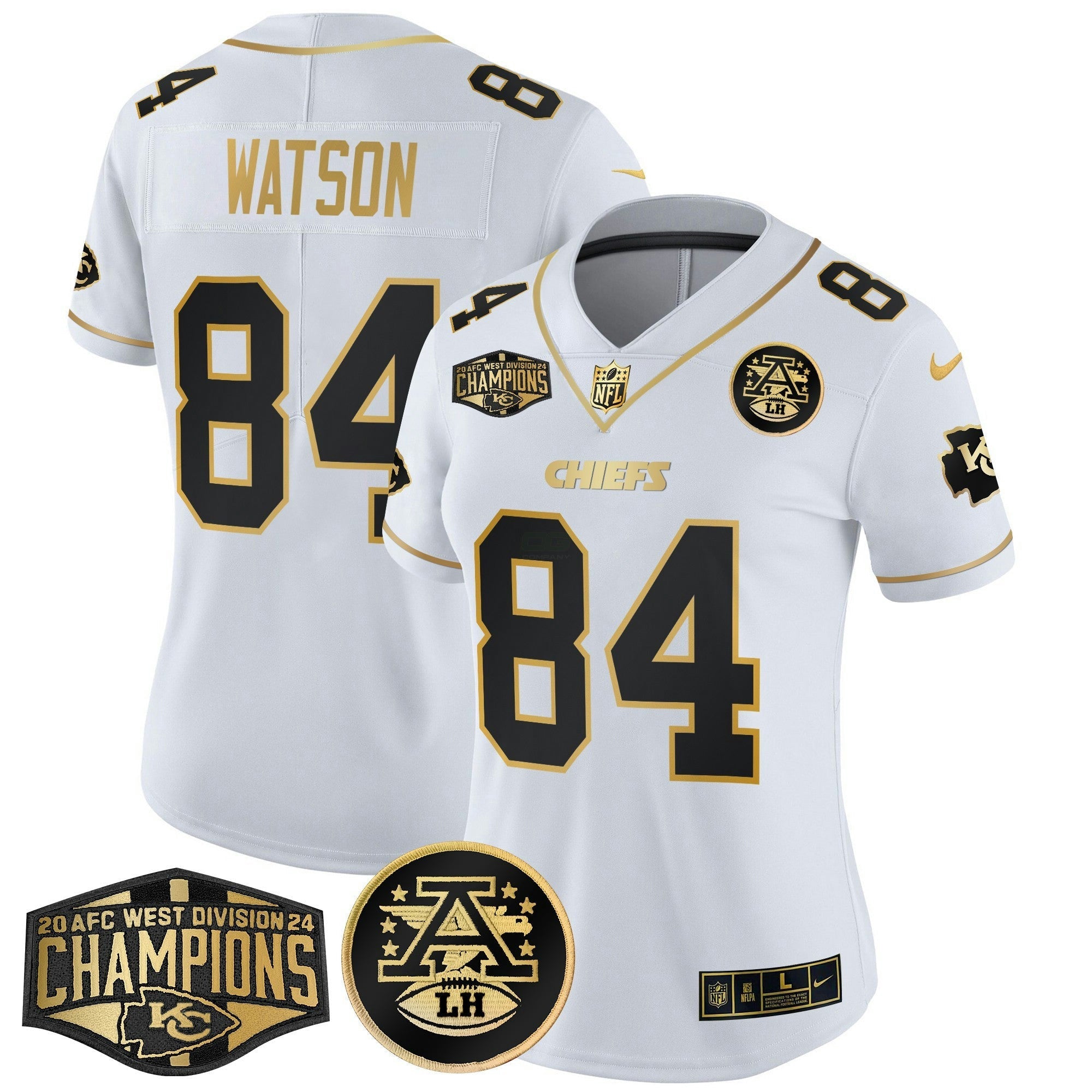 Camisa NFL Women’s 2024 AFC West Division Champions Patch Dourada Vapor Limited Jersey