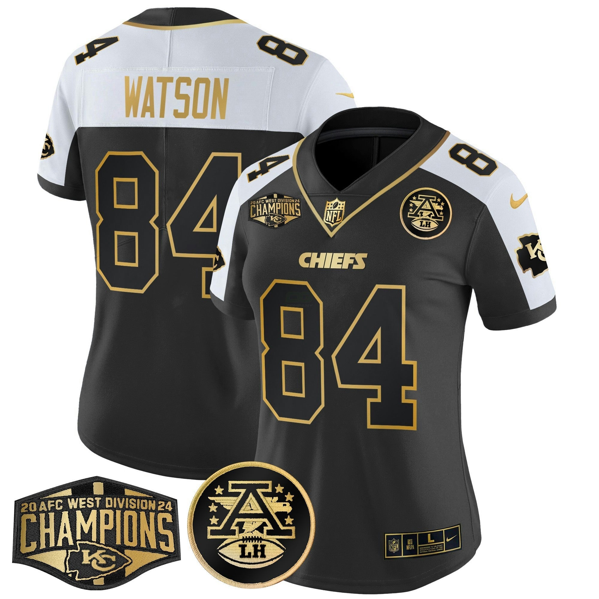 Camisa NFL Women’s 2024 AFC West Division Champions Patch Dourada Vapor Limited Jersey