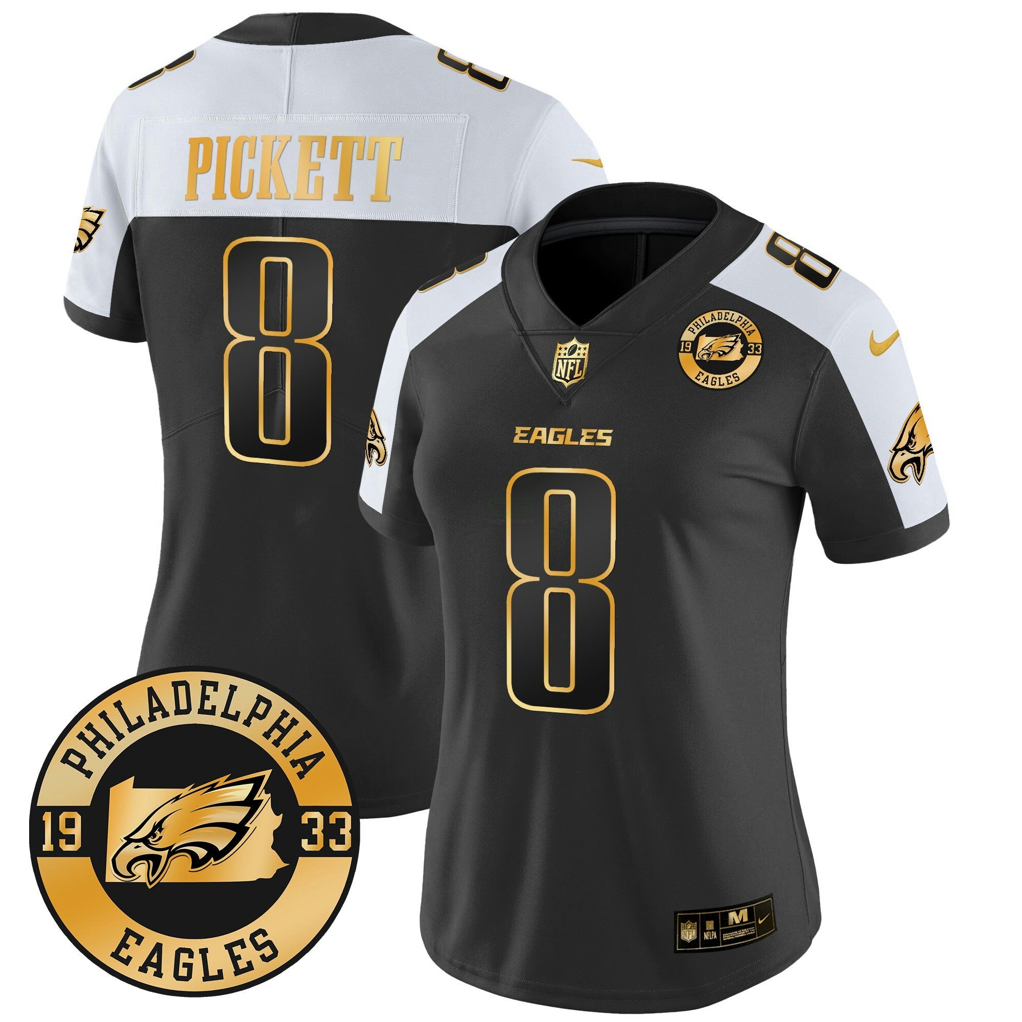 Camisa NFL Women’s 2024 Dourada Vapor Limited Jersey – Est. 1933 Patch