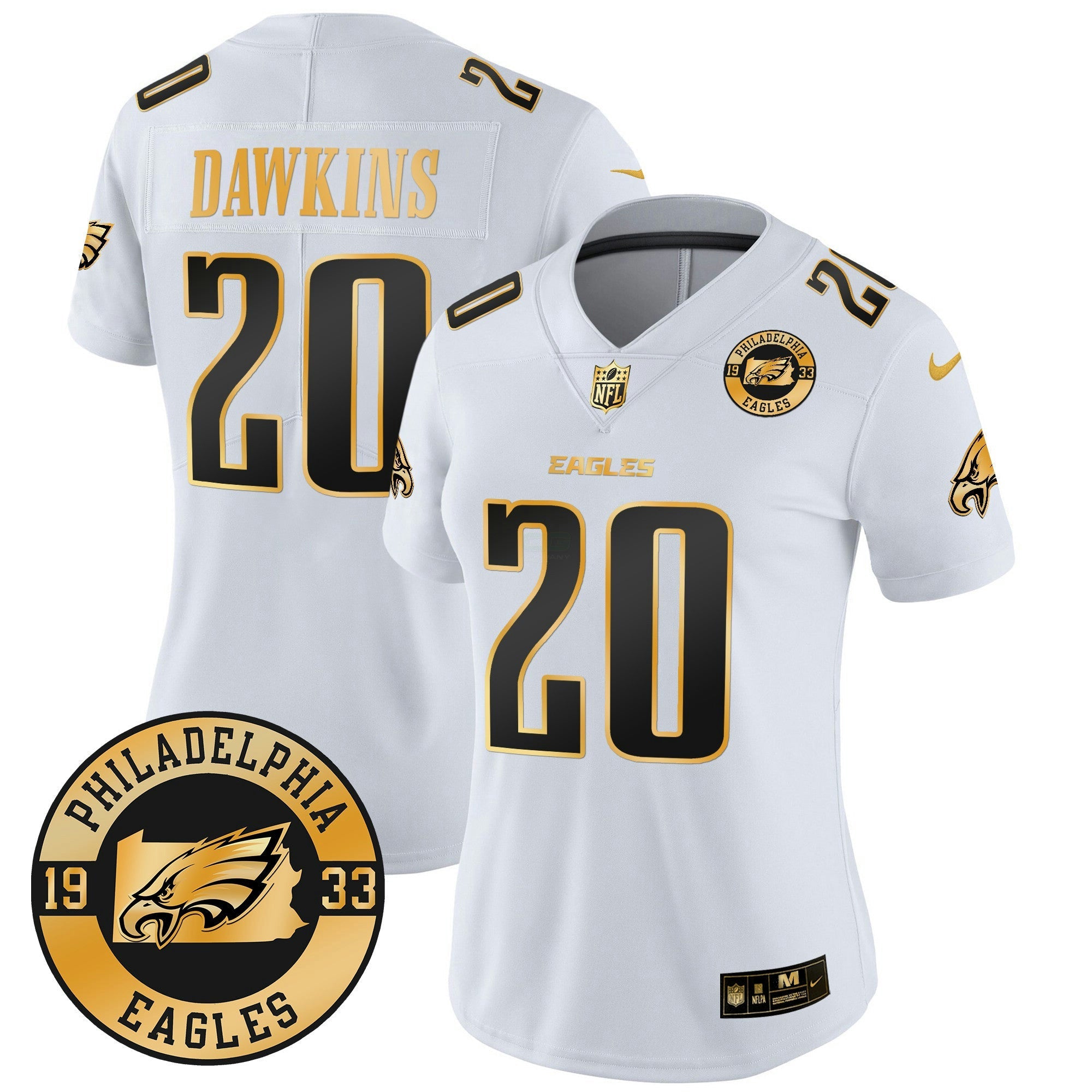 Camisa NFL Women’s 2024 Dourada Vapor Limited Jersey – Est. 1933 Patch