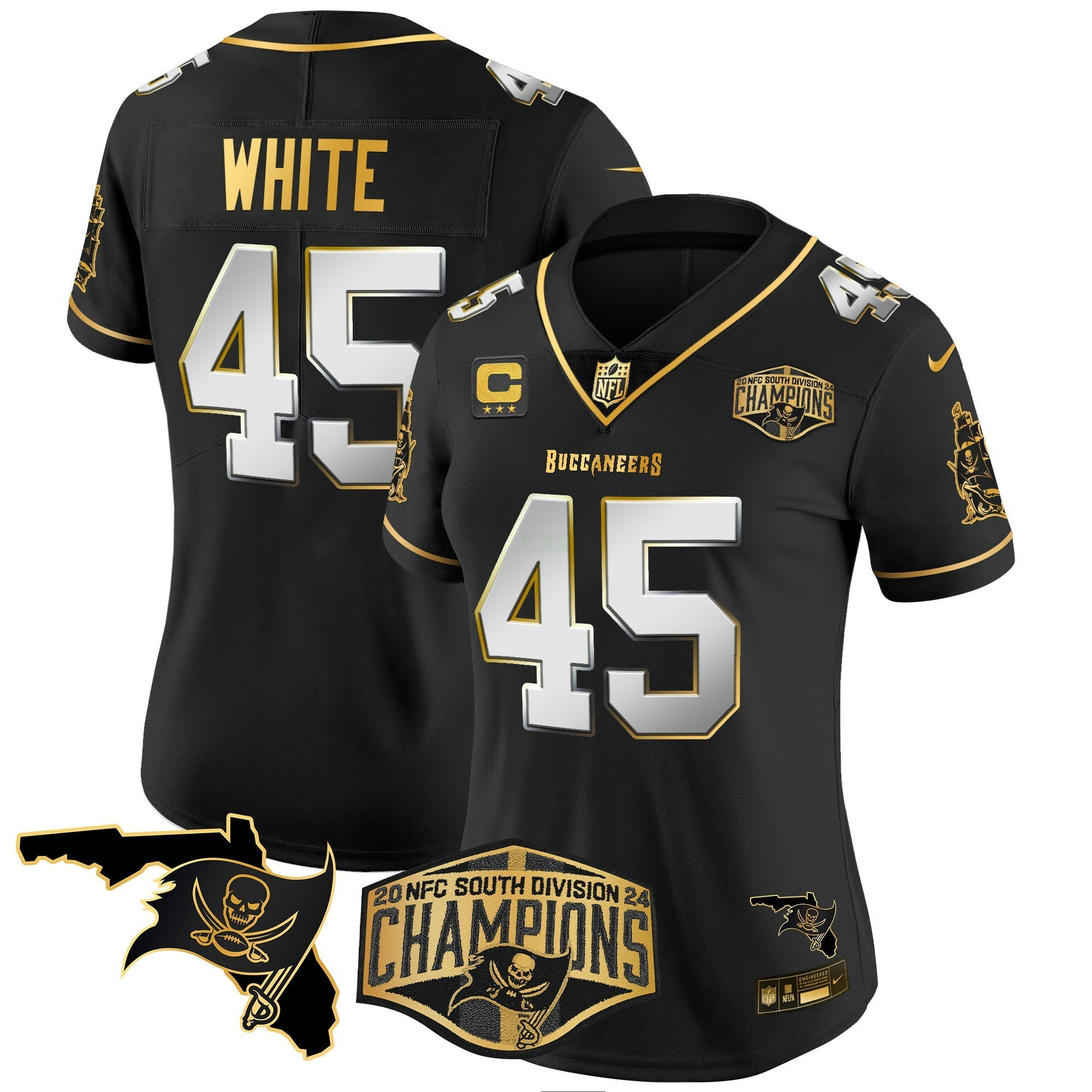 Camisa NFL Women’s 2024 NFC South Division Champions Patch Dourada Vapor Limited Jersey