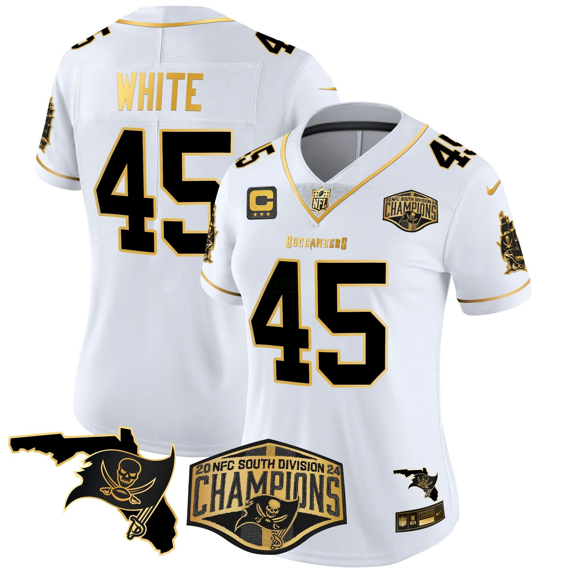 Camisa NFL Women’s 2024 NFC South Division Champions Patch Dourada Vapor Limited Jersey