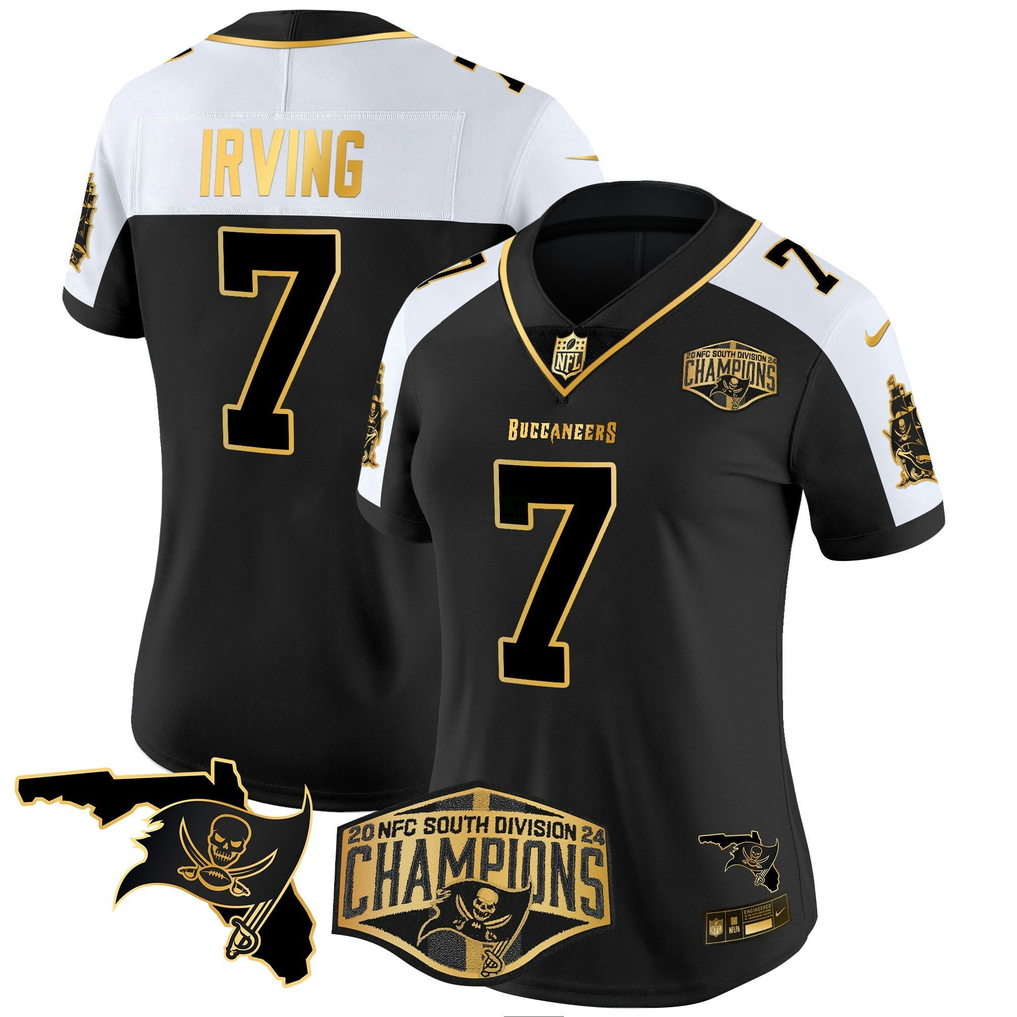 Camisa NFL Women’s 2024 NFC South Division Champions Patch Dourada Vapor Limited Jersey