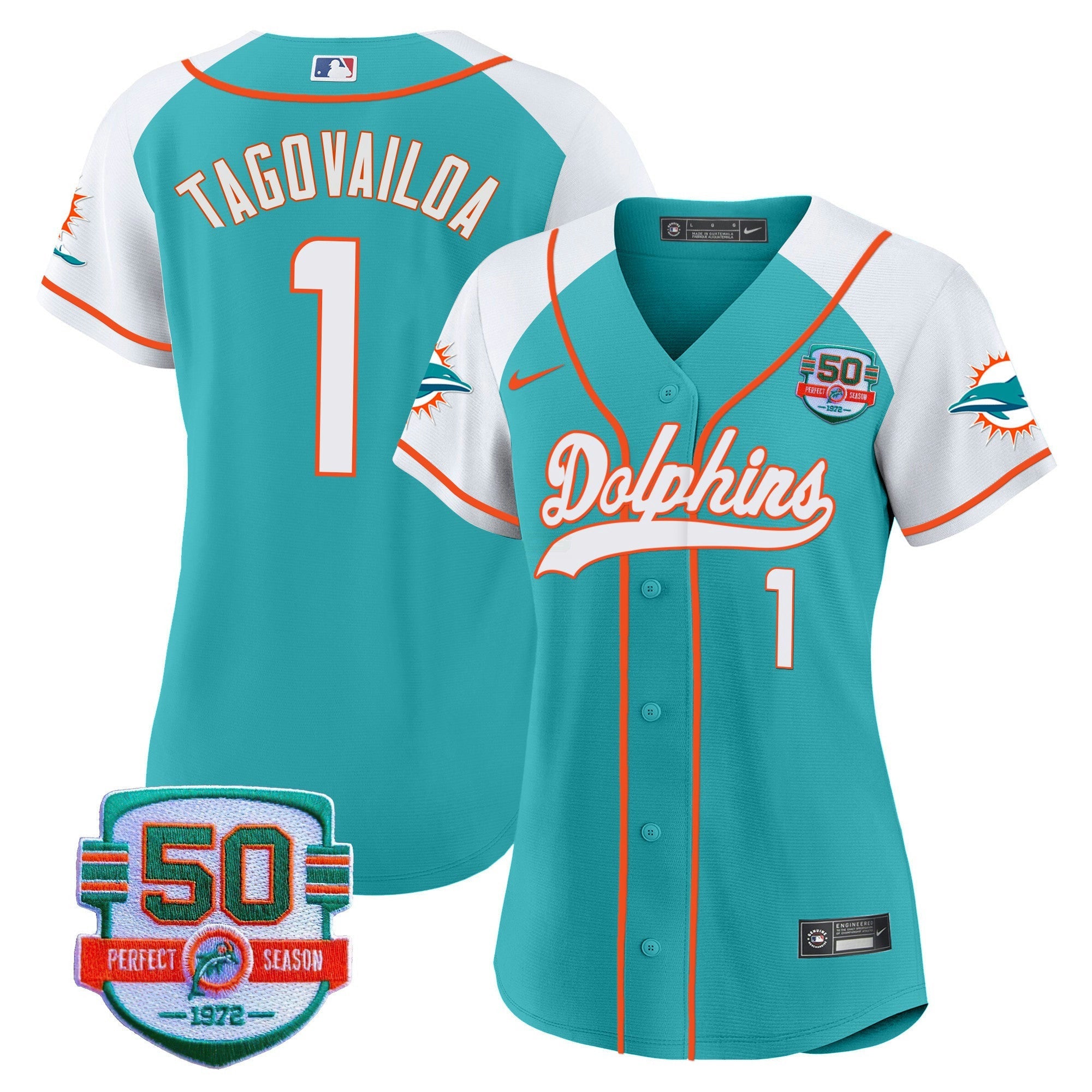 Camisa NFL Women’s 50th 1972 Perfect Season Patch Jersey