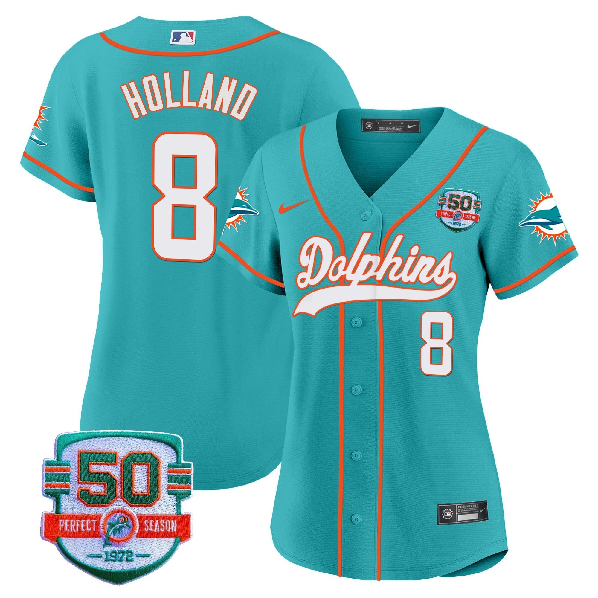 Camisa NFL Women’s 50th 1972 Perfect Season Patch Jersey