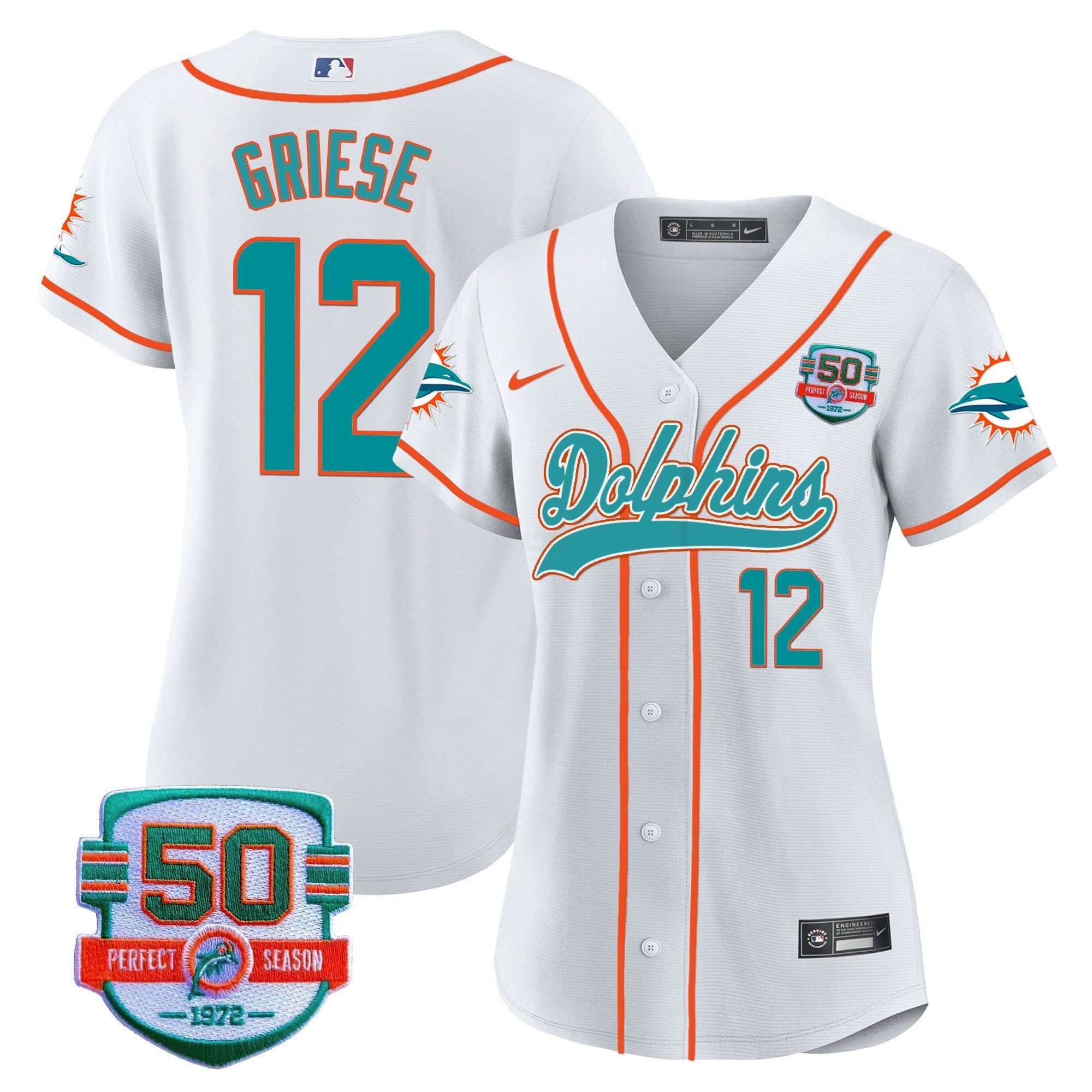 Camisa NFL Women’s 50th 1972 Perfect Season Patch Jersey
