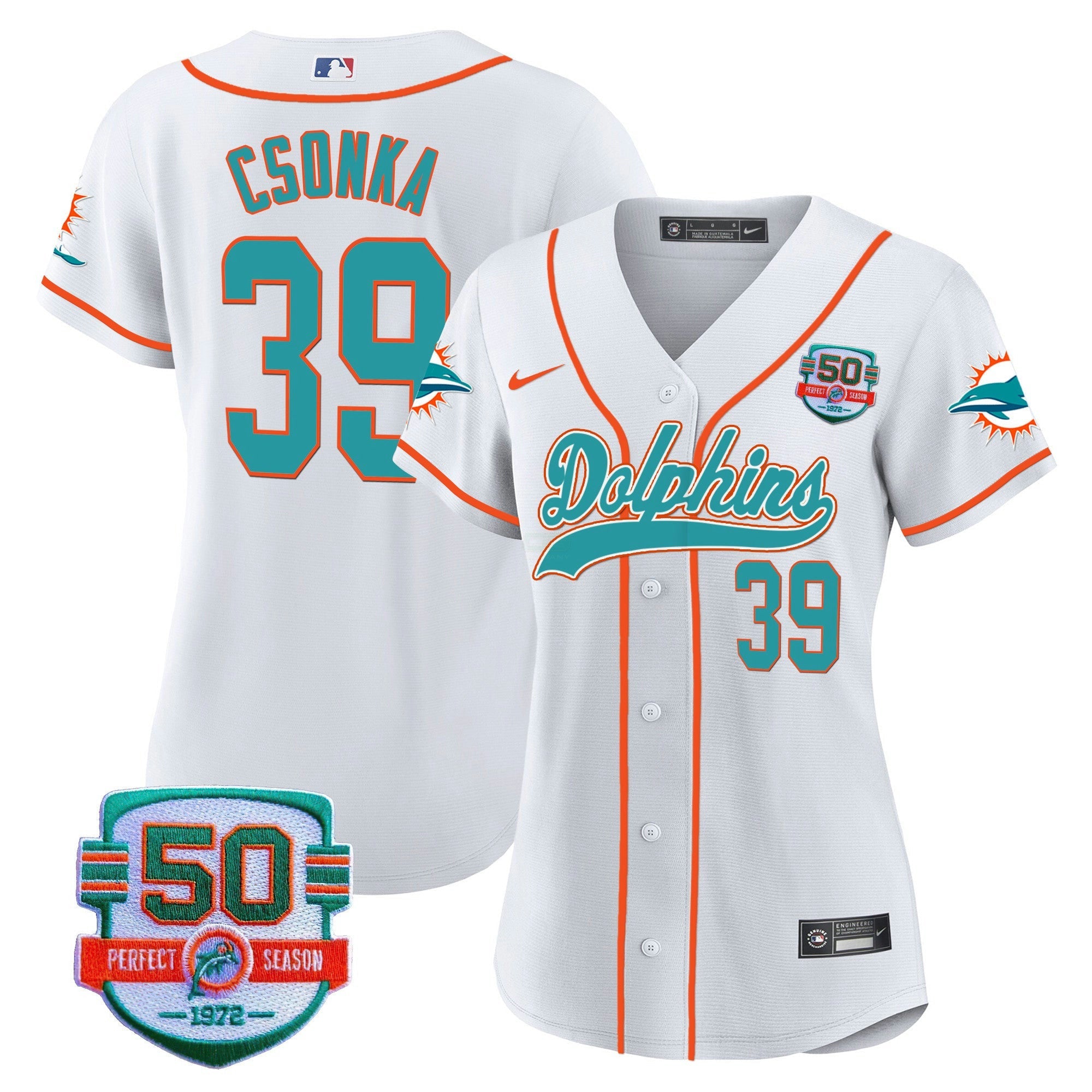 Camisa NFL Women’s 50th 1972 Perfect Season Patch Jersey