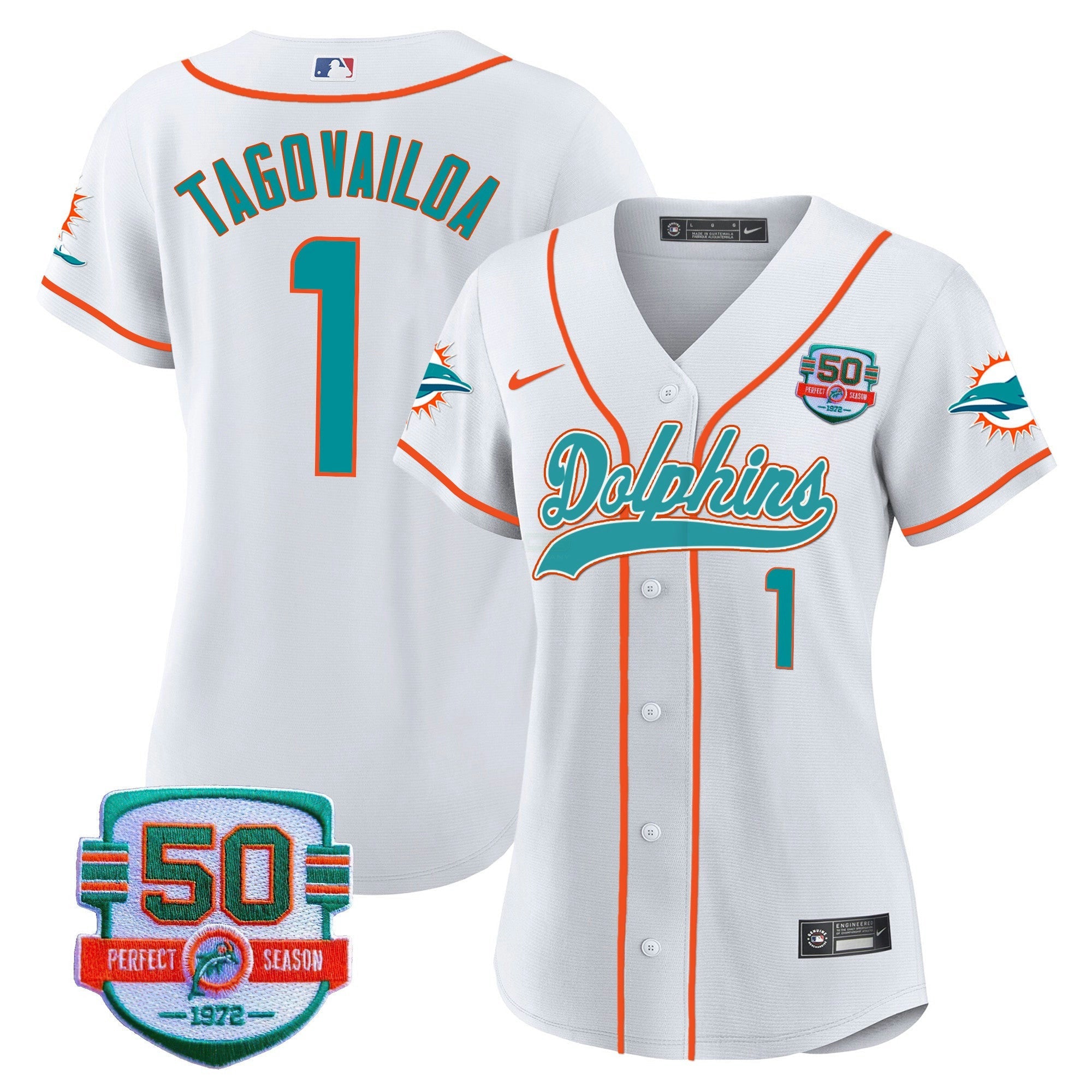 Camisa NFL Women’s 50th 1972 Perfect Season Patch Jersey