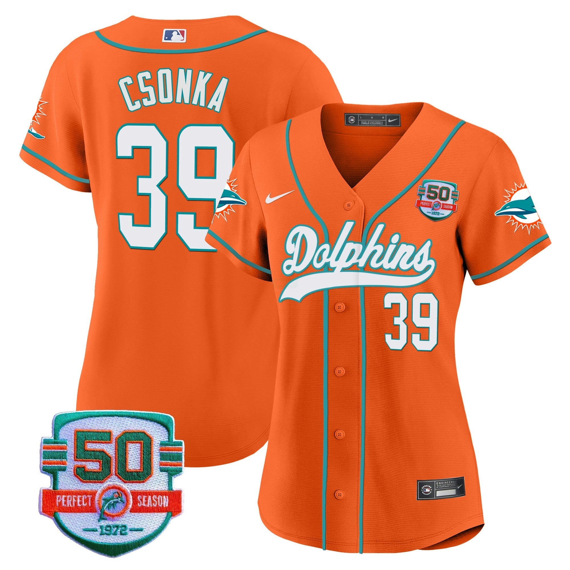Camisa NFL Women’s 50th 1972 Perfect Season Patch Jersey