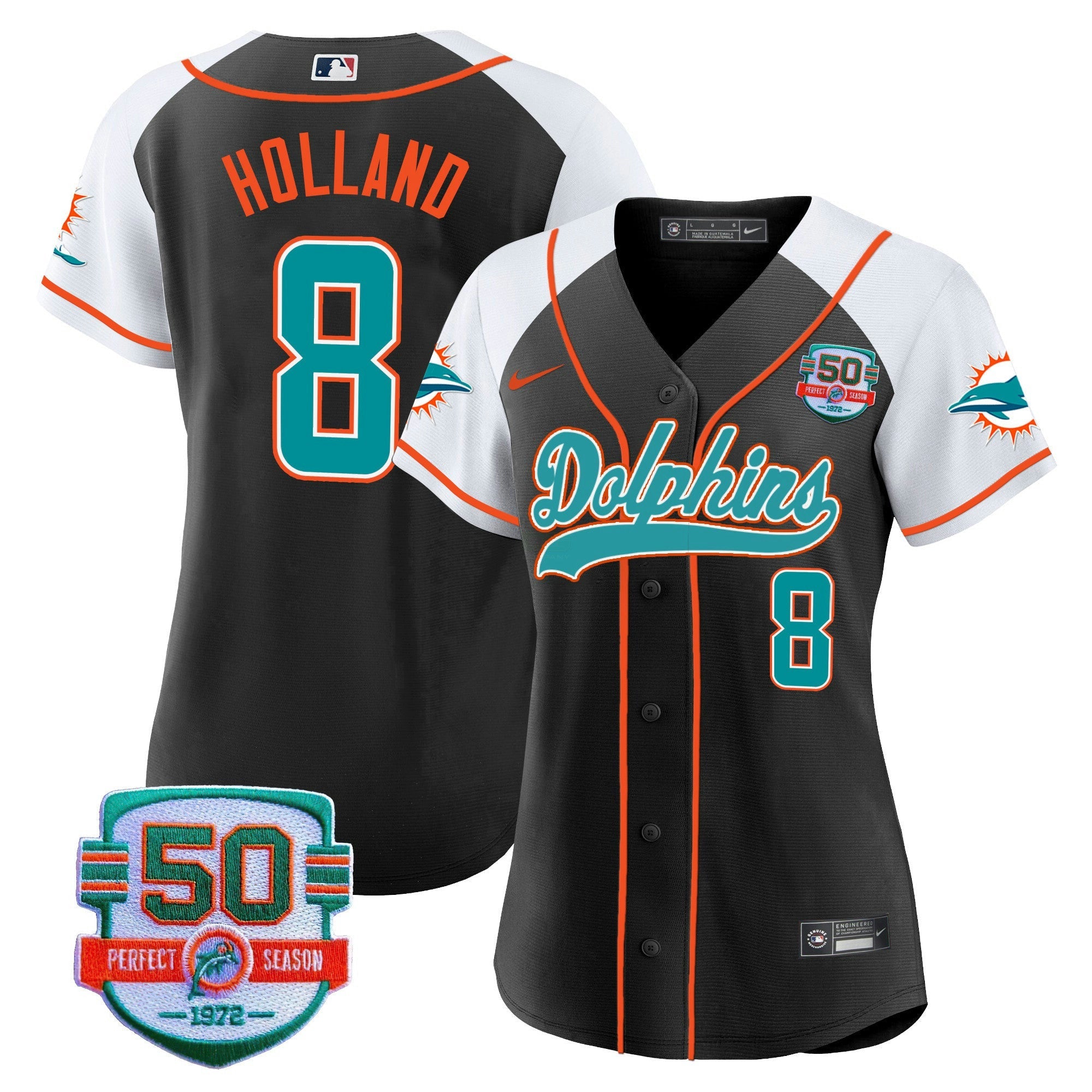 Camisa NFL Women’s 50th 1972 Perfect Season Patch Jersey
