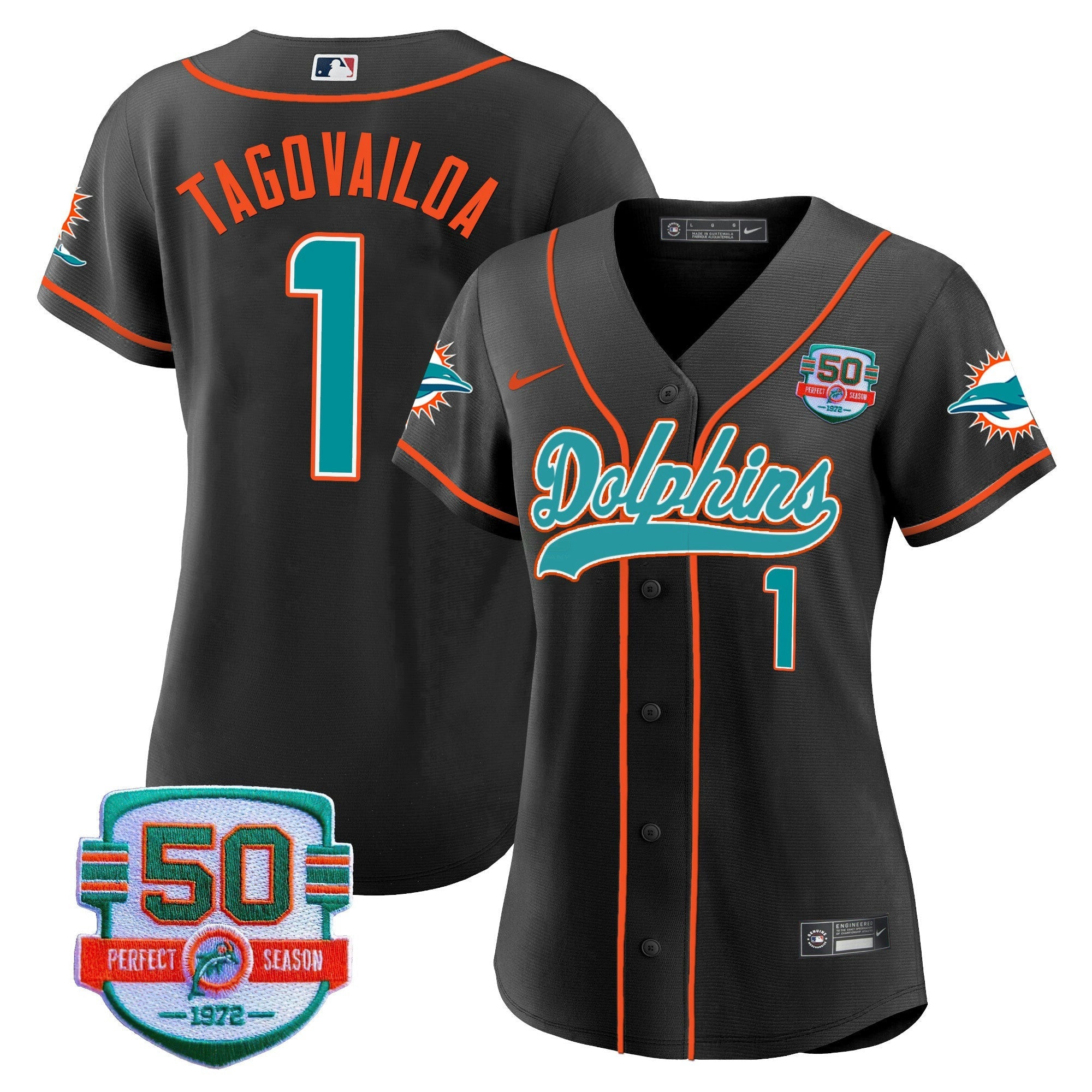 Camisa NFL Women’s 50th 1972 Perfect Season Patch Jersey