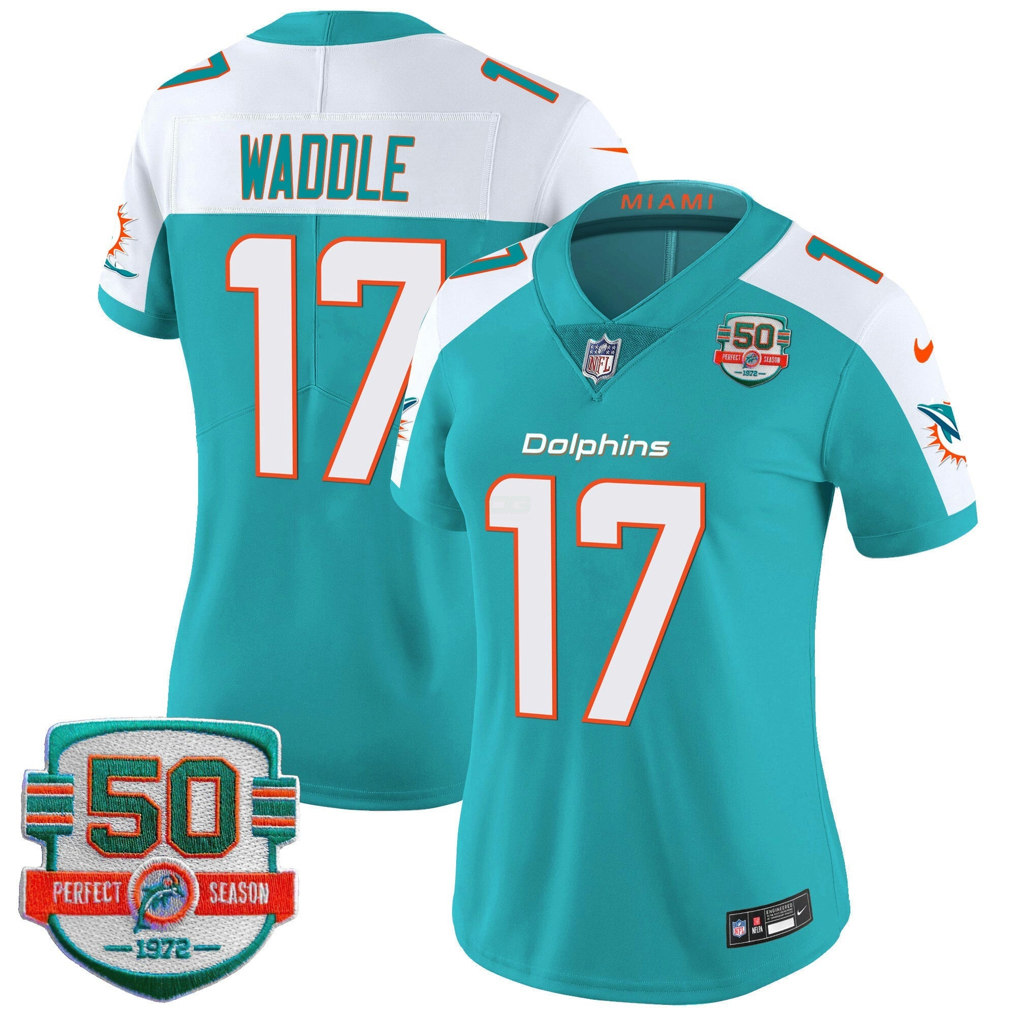 Camisa NFL Women’s 50th 1972 Perfect Season Patch Vapor Jersey