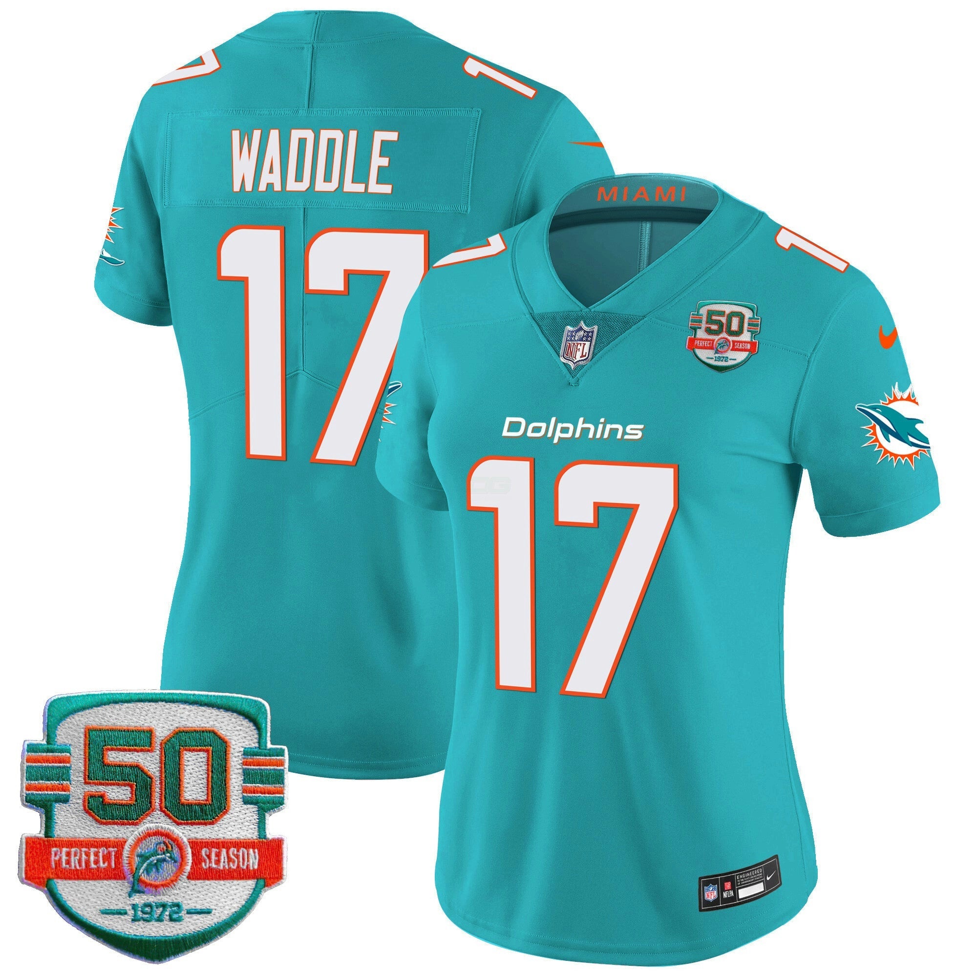Camisa NFL Women’s 50th 1972 Perfect Season Patch Vapor Jersey