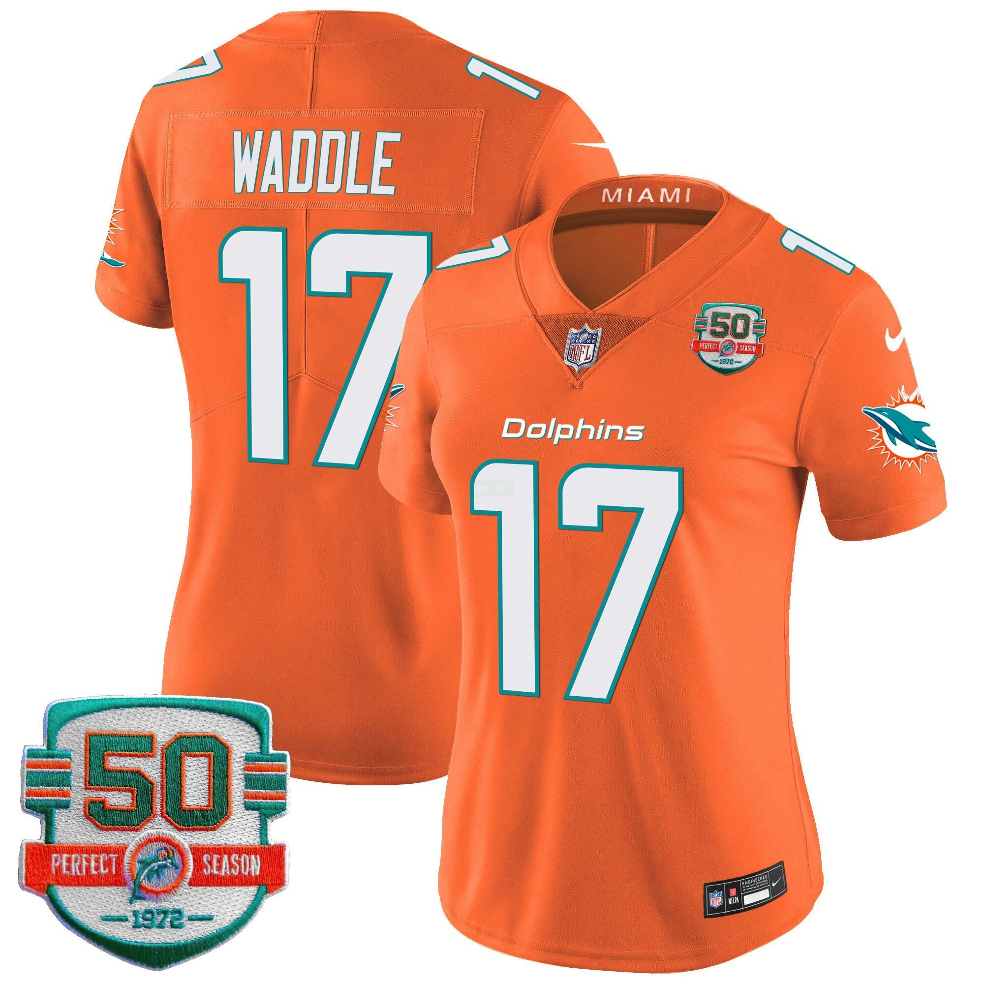 Camisa NFL Women’s 50th 1972 Perfect Season Patch Vapor Jersey