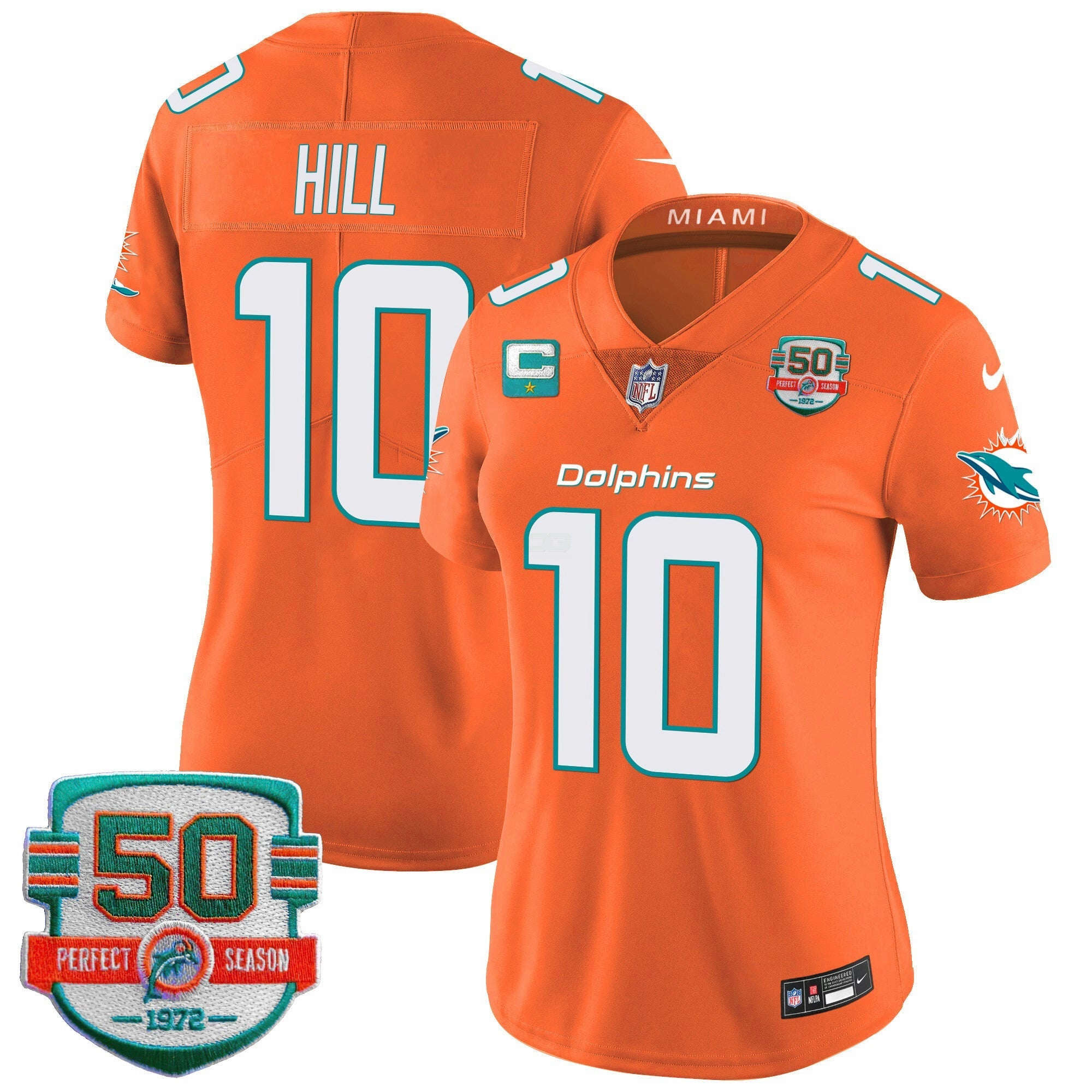 Camisa NFL Women’s 50th 1972 Perfect Season Patch Vapor Jersey