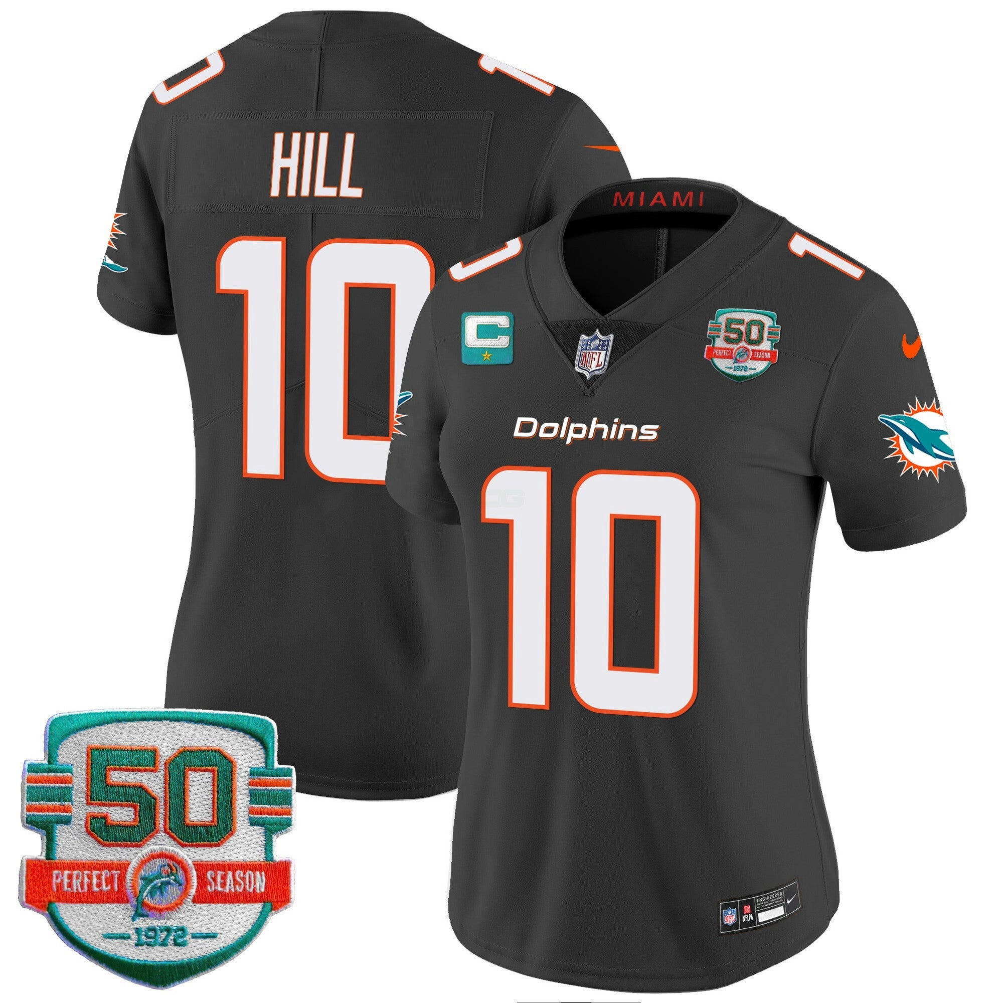 Camisa NFL Women’s 50th 1972 Perfect Season Patch Vapor Jersey