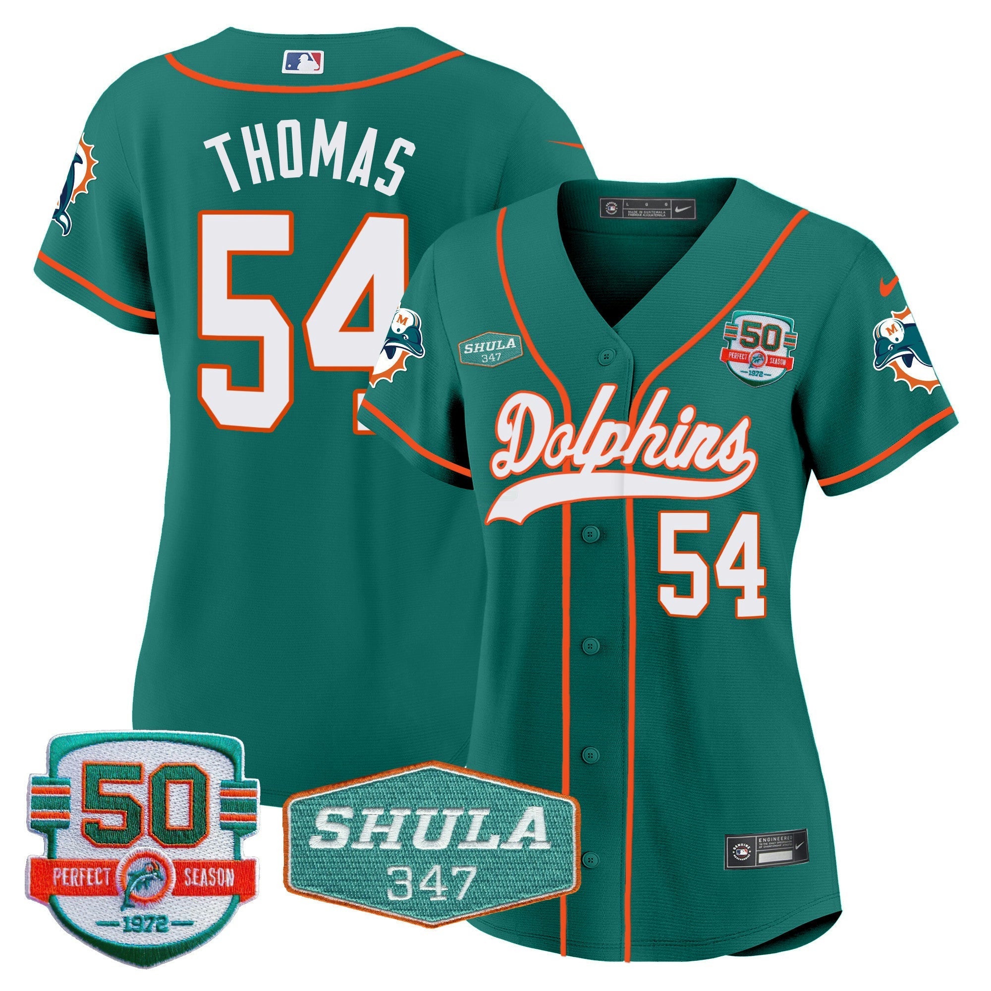 Camisa NFL Women’s 50th & Don Shula 347 Memorial Patch Jersey