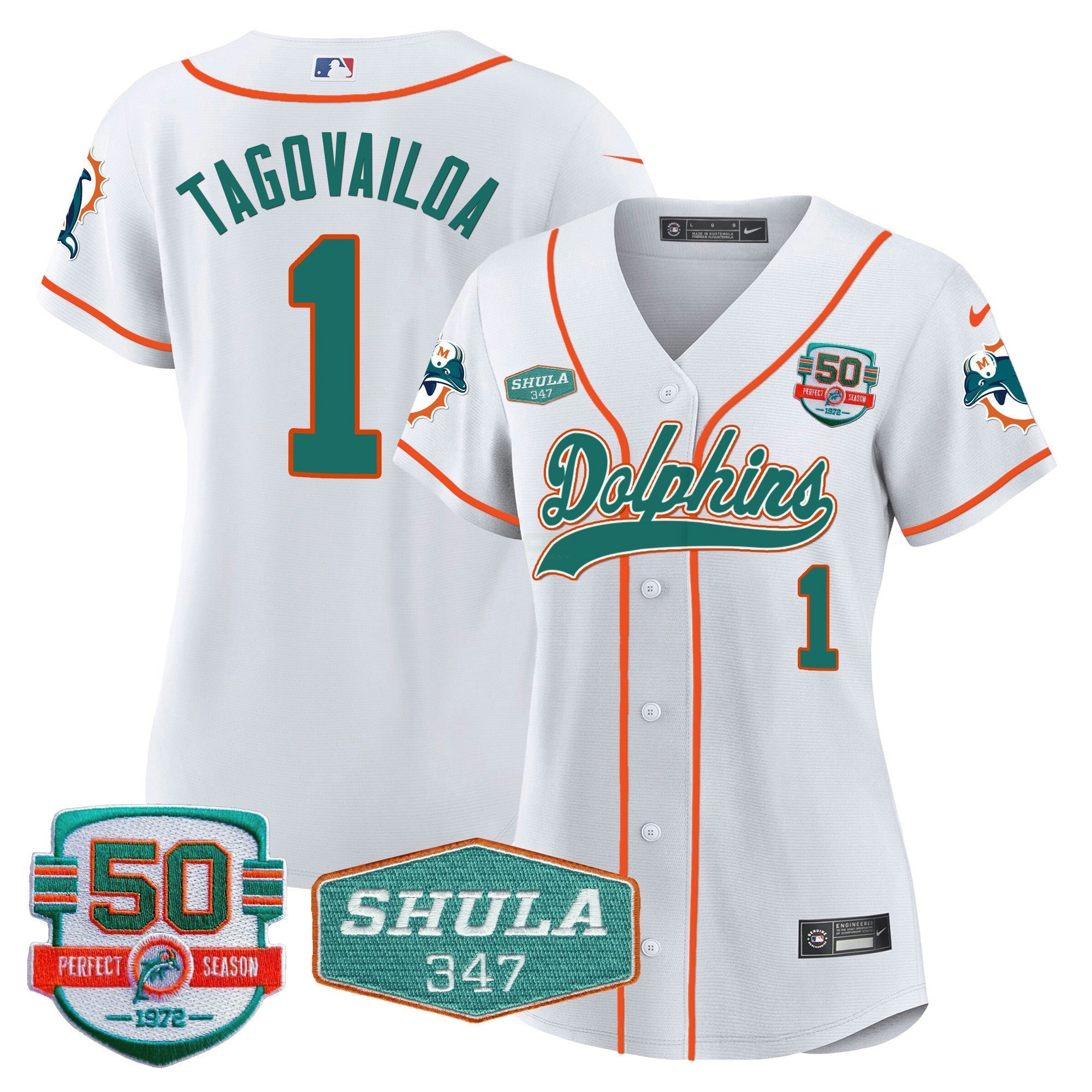 Camisa NFL Women’s 50th & Don Shula 347 Memorial Patch Jersey