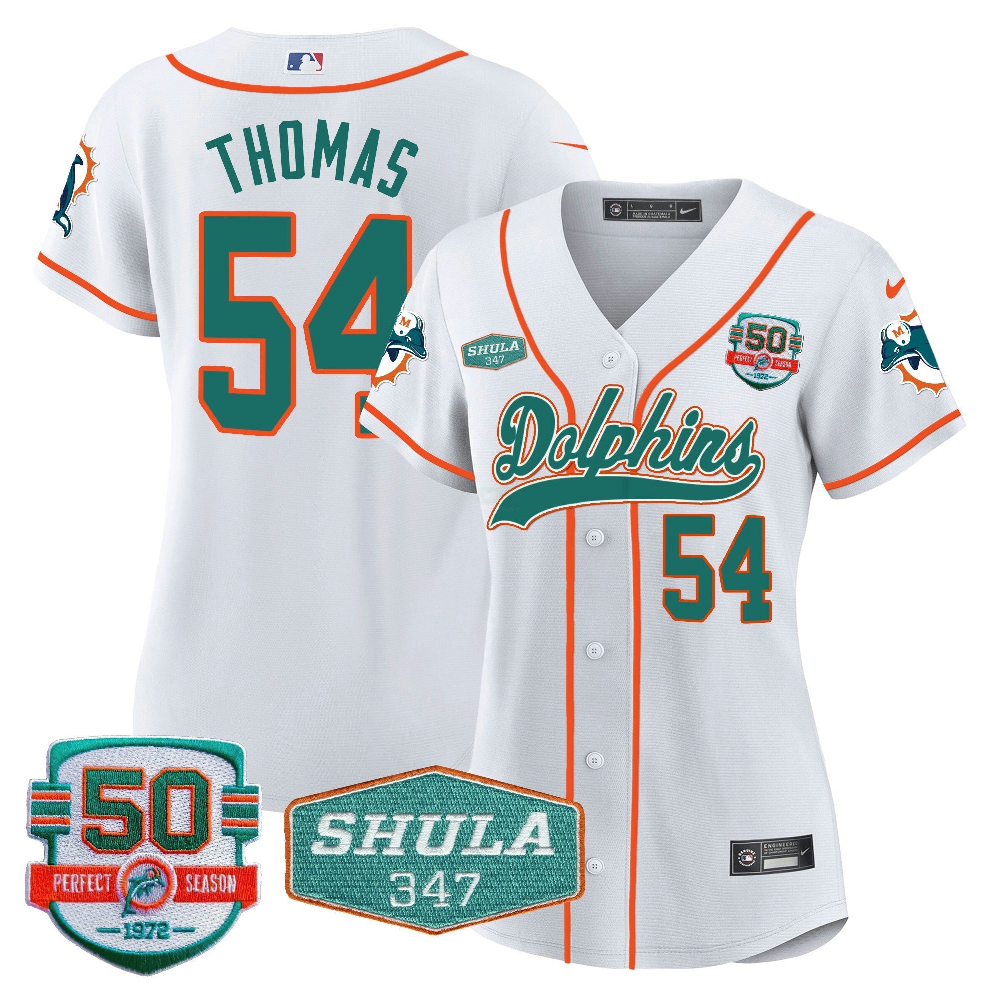 Camisa NFL Women’s 50th & Don Shula 347 Memorial Patch Jersey