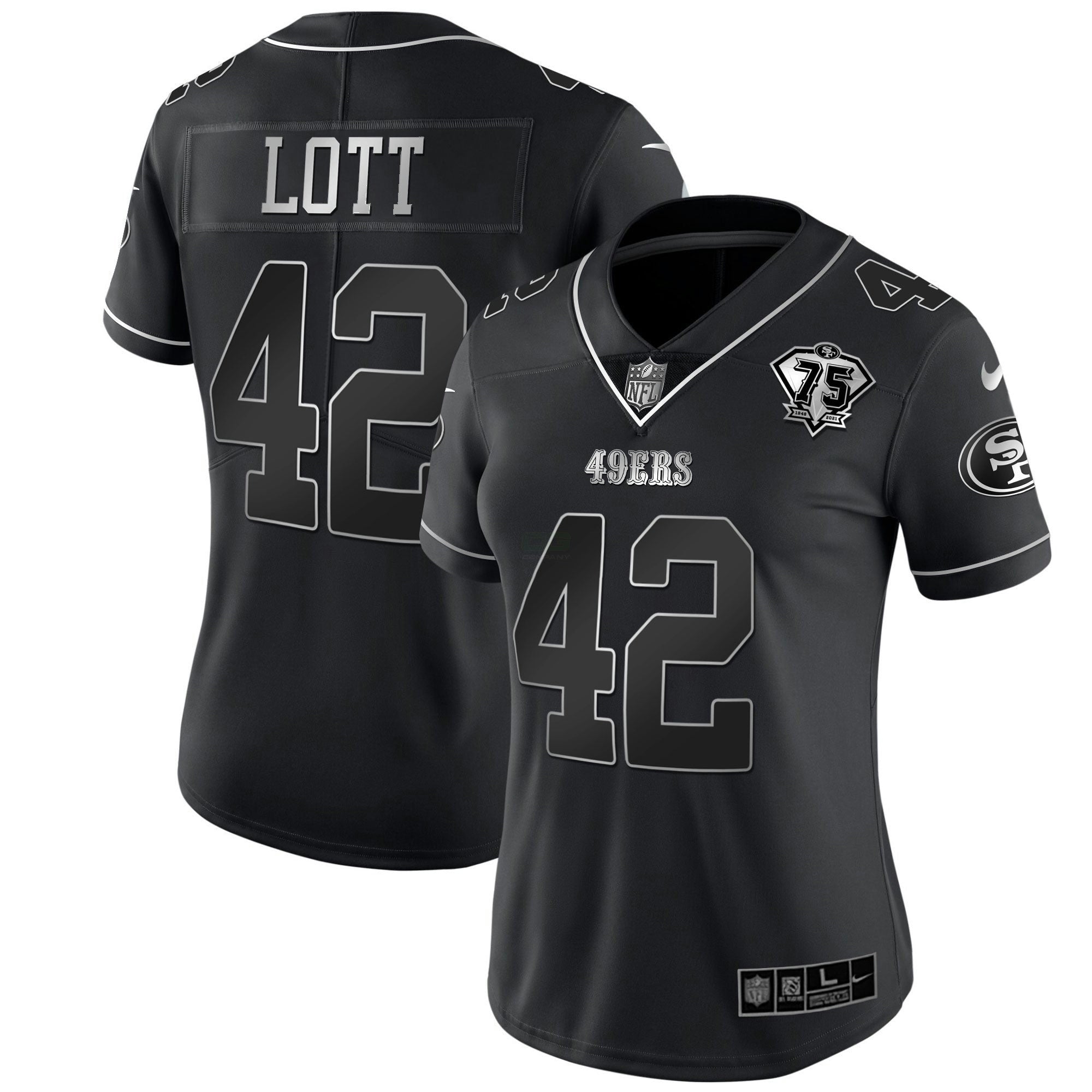 Camisa NFL Women’s 75th Anniversary Patch Branca Dourada & Preta Dourada