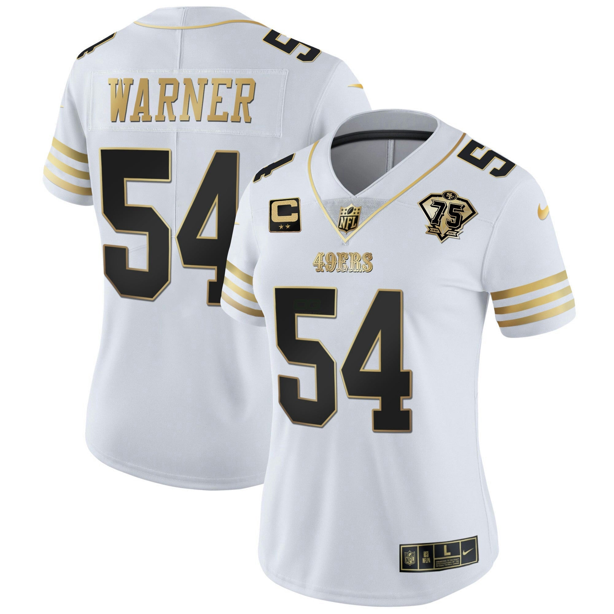 Camisa NFL Women’s 75th Anniversary Patch Vapor Dourada Jersey