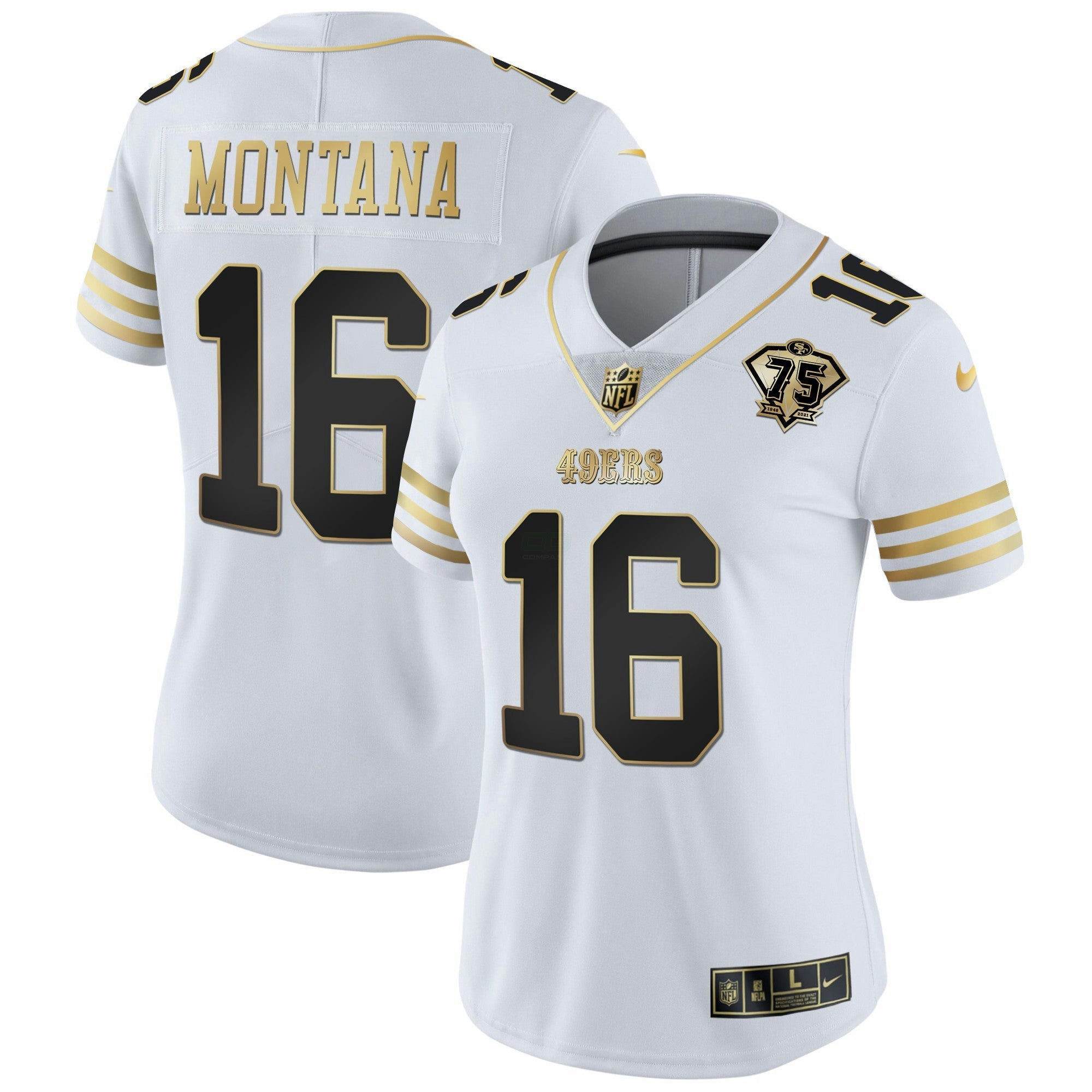 Camisa NFL Women’s 75th Anniversary Patch Vapor Dourada Jersey