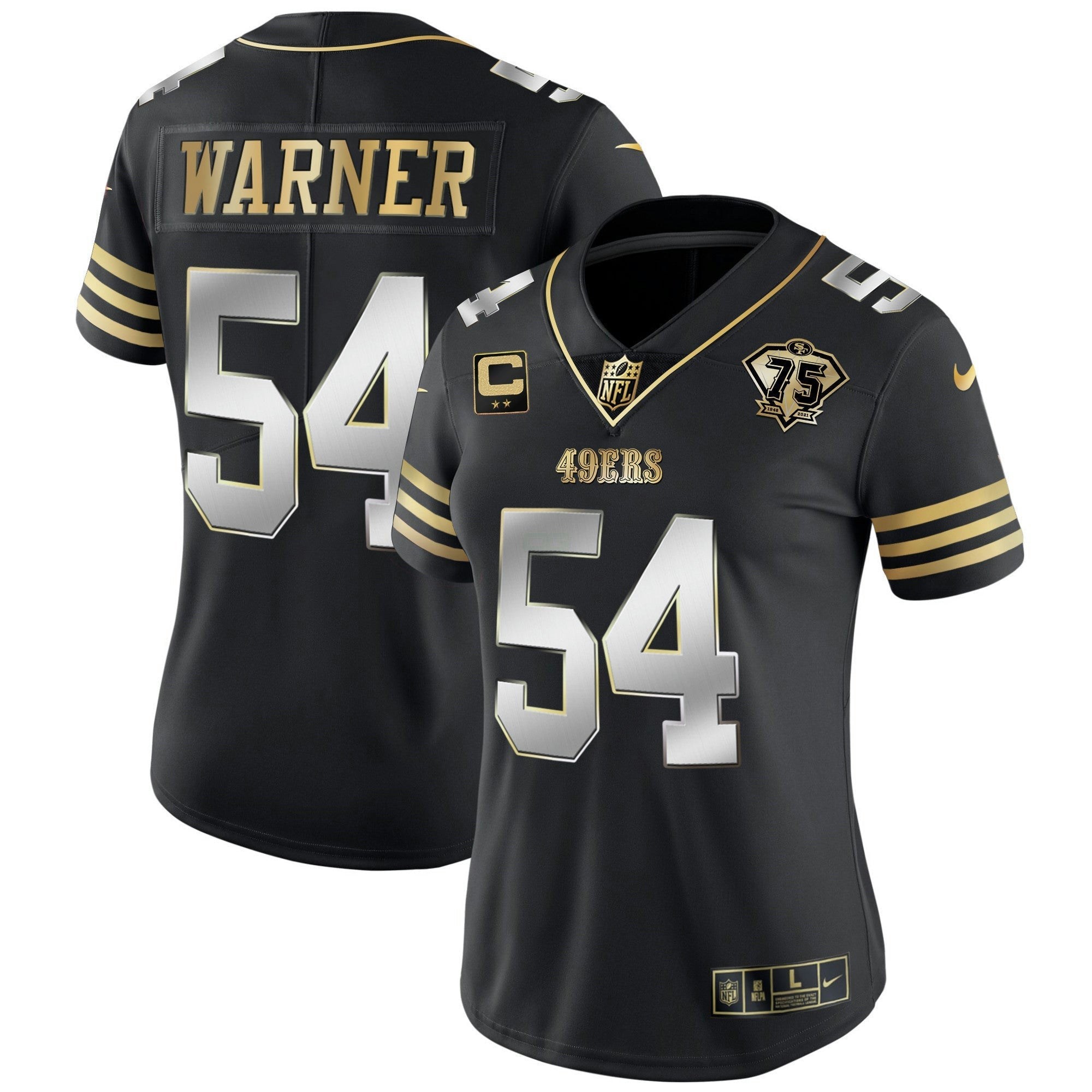 Camisa NFL Women’s 75th Anniversary Patch Vapor Dourada Jersey
