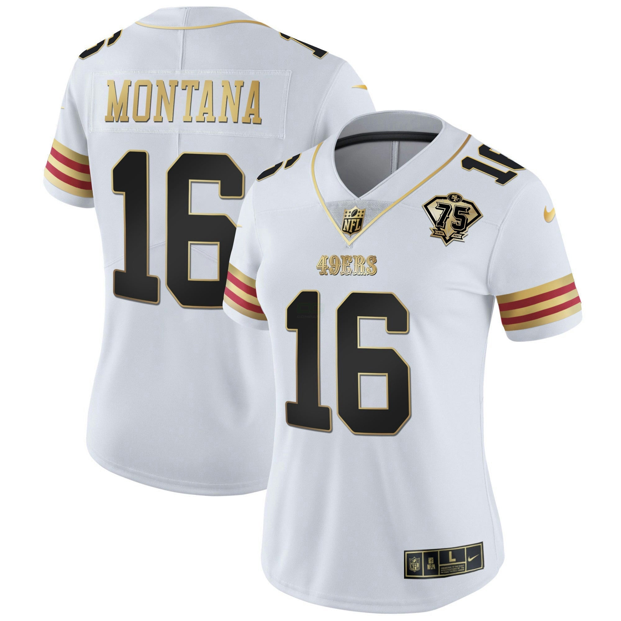 Camisa NFL Women’s 75th Anniversary Patch Vapor Dourada Jersey V2