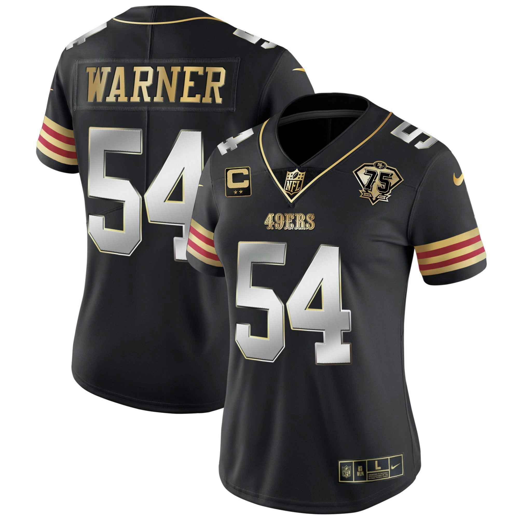Camisa NFL Women’s 75th Anniversary Patch Vapor Dourada Jersey V2