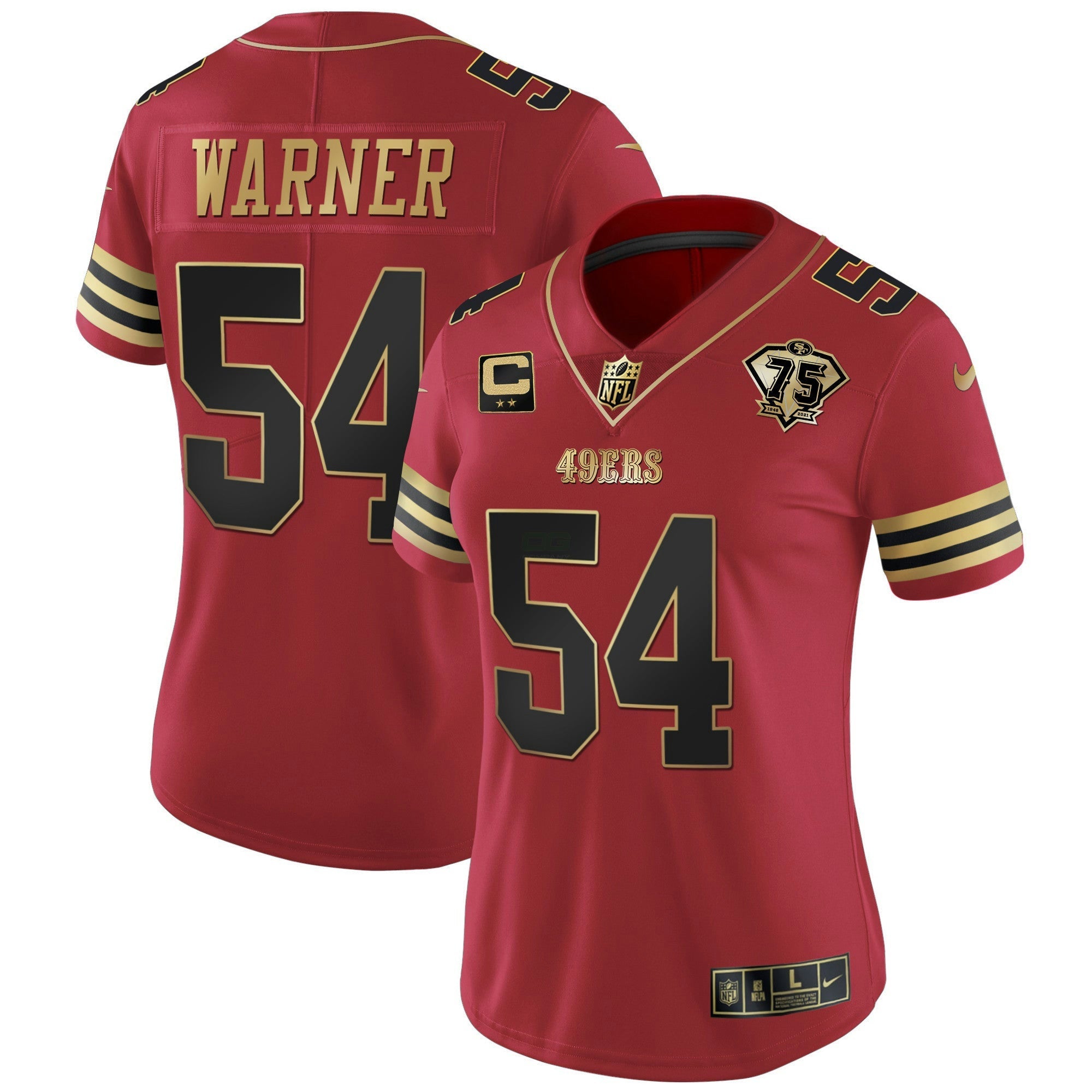 Camisa NFL Women’s 75th Anniversary Patch Vapor Dourada Jersey V2