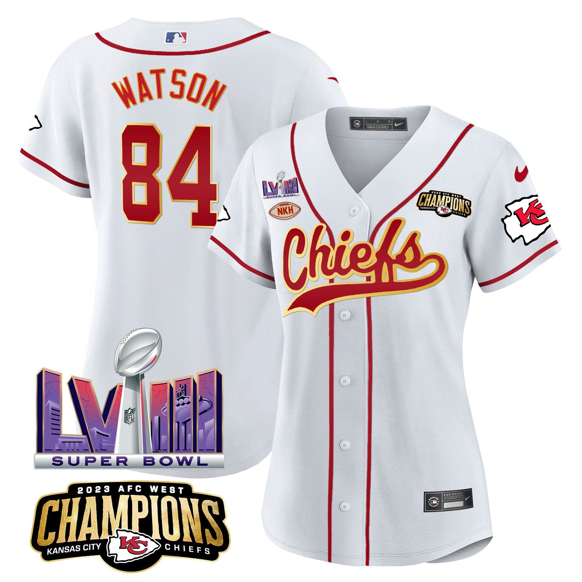 Camisa NFL Women’s AFC West Champions & Super Bowl LVIII Patch Jersey