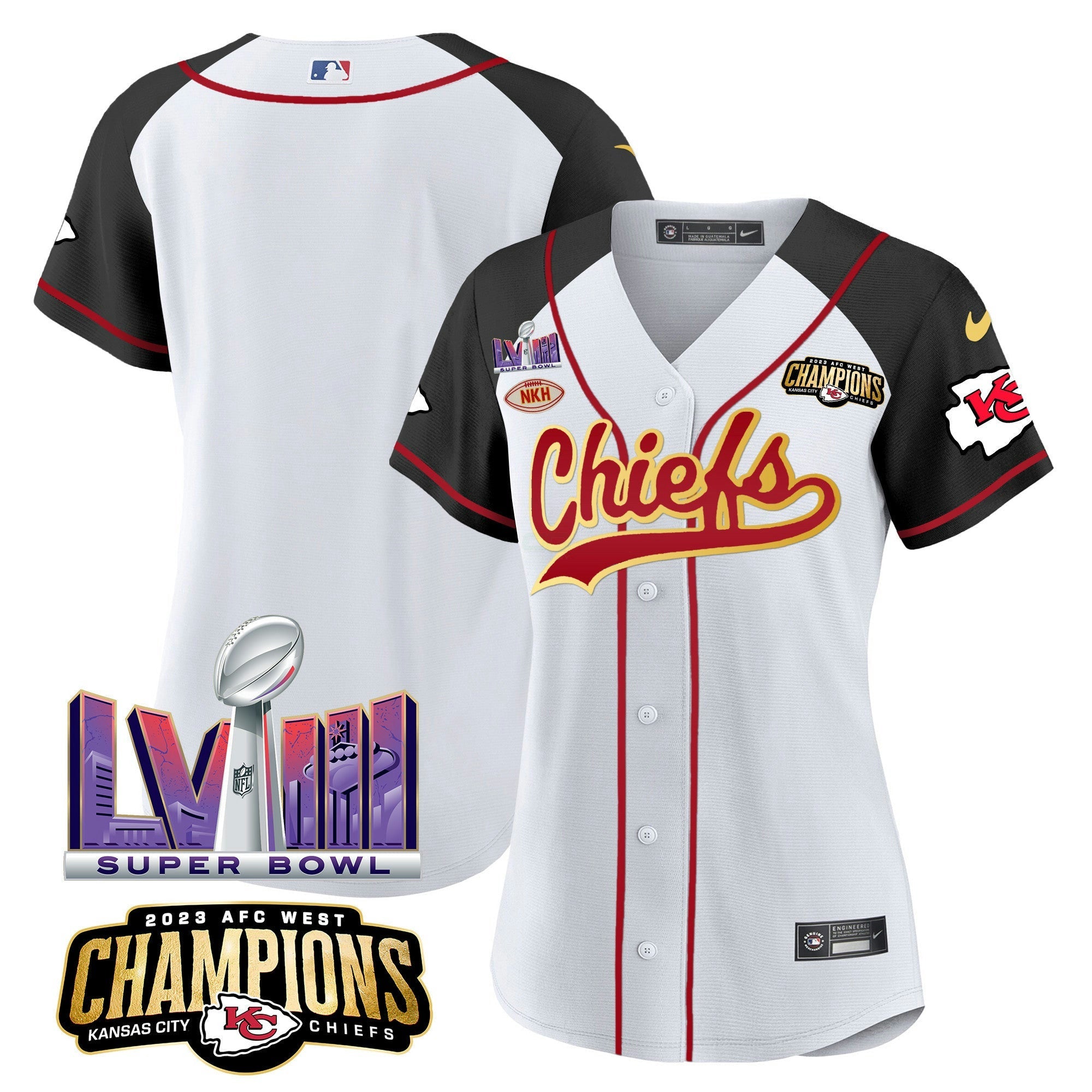 Camisa NFL Women’s AFC West Champions & Super Bowl LVIII Patch Jersey