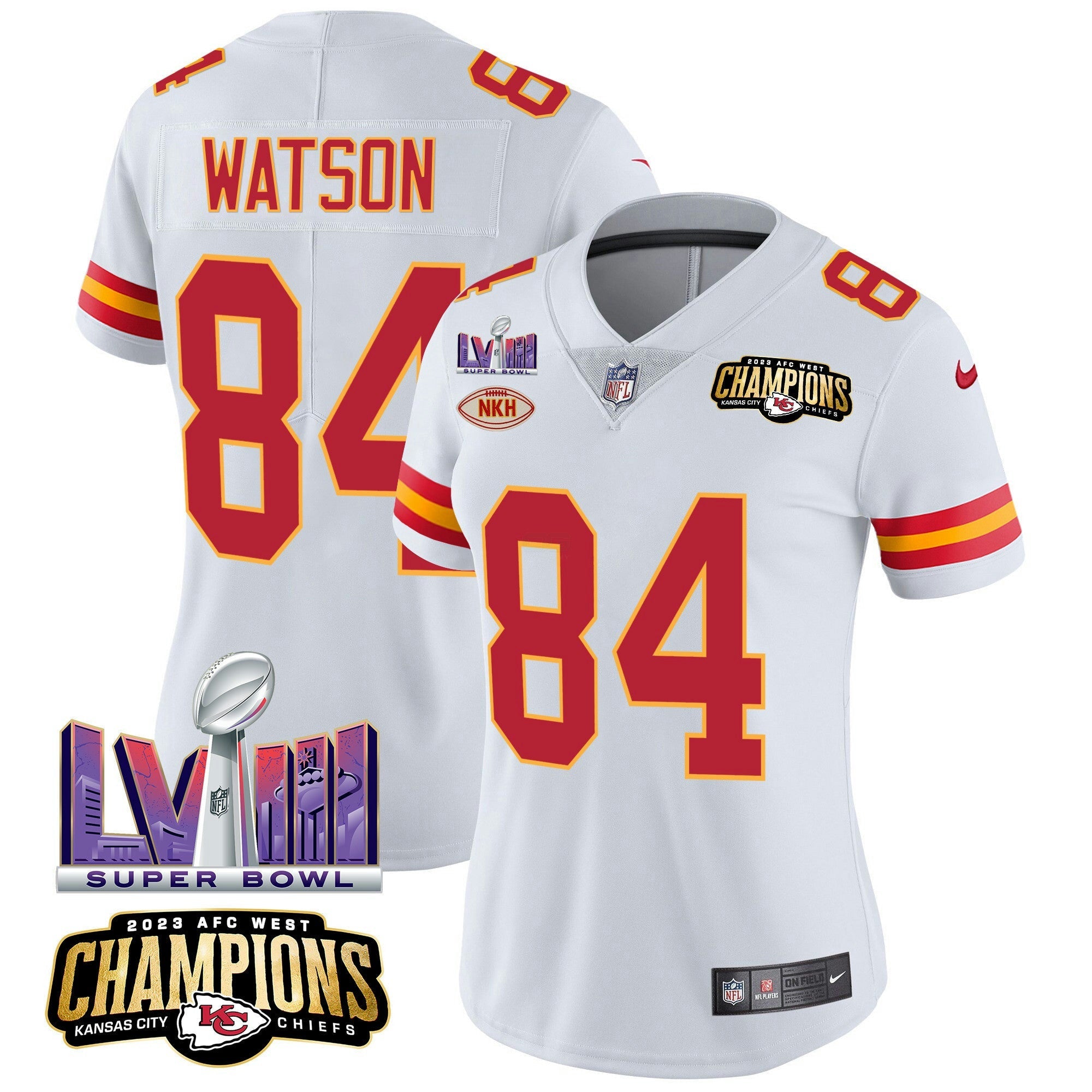 Camisa NFL Women’s AFC West Champions & Super Bowl LVIII Patch Vapor Jersey