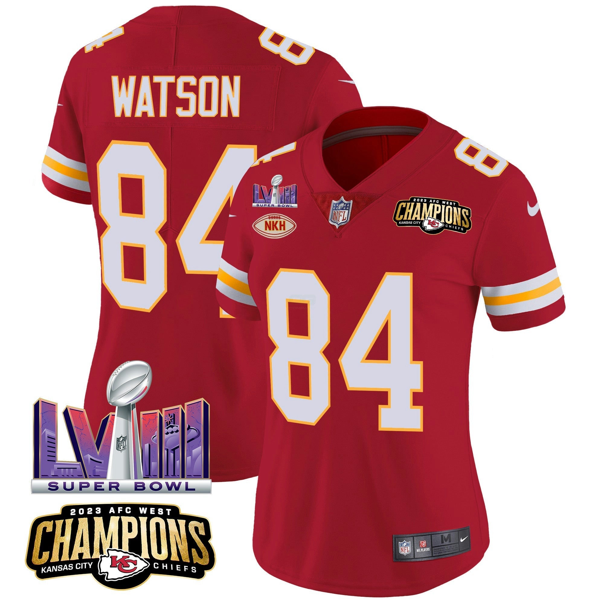 Camisa NFL Women’s AFC West Champions & Super Bowl LVIII Patch Vapor Jersey