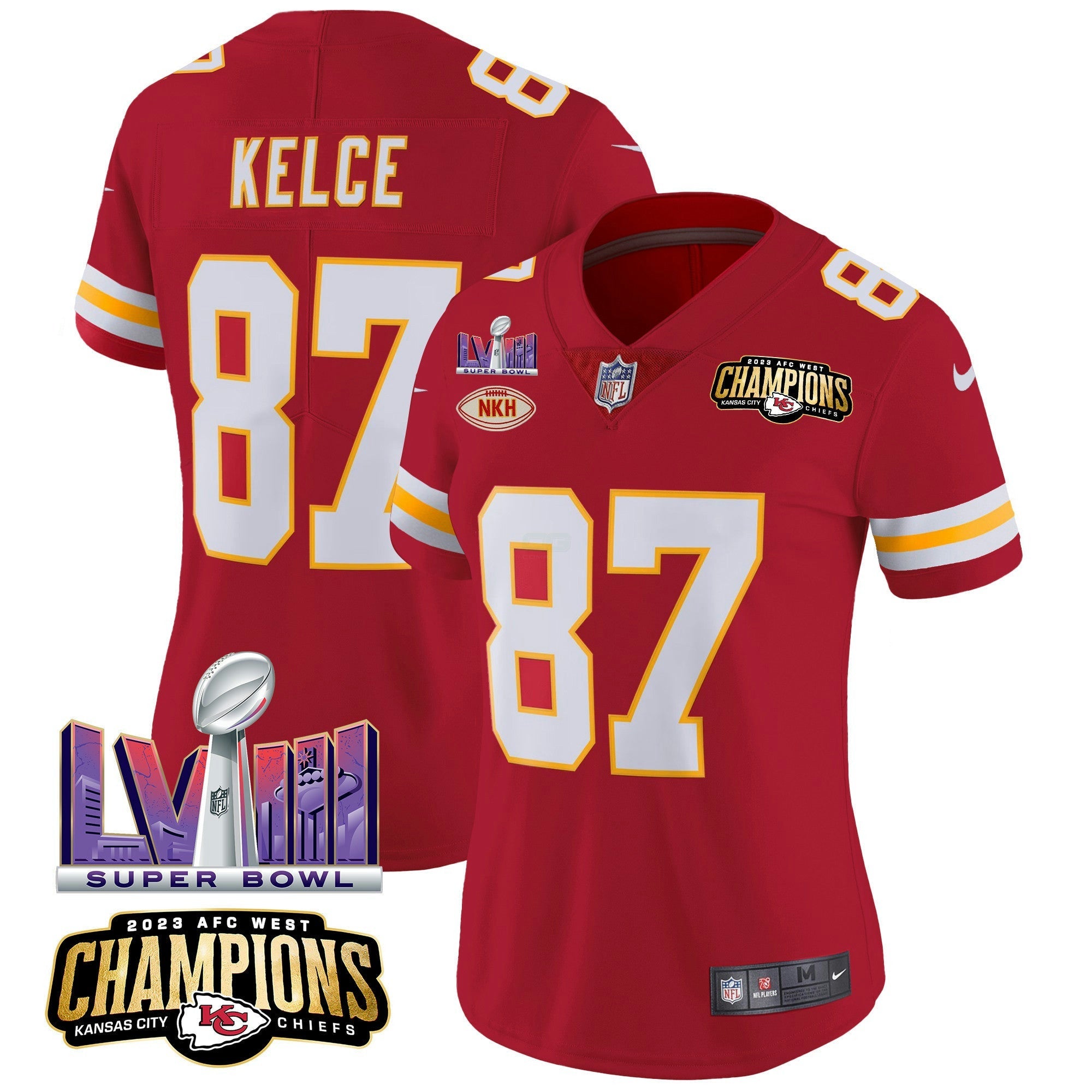 Camisa NFL Women’s AFC West Champions & Super Bowl LVIII Patch Vapor Jersey
