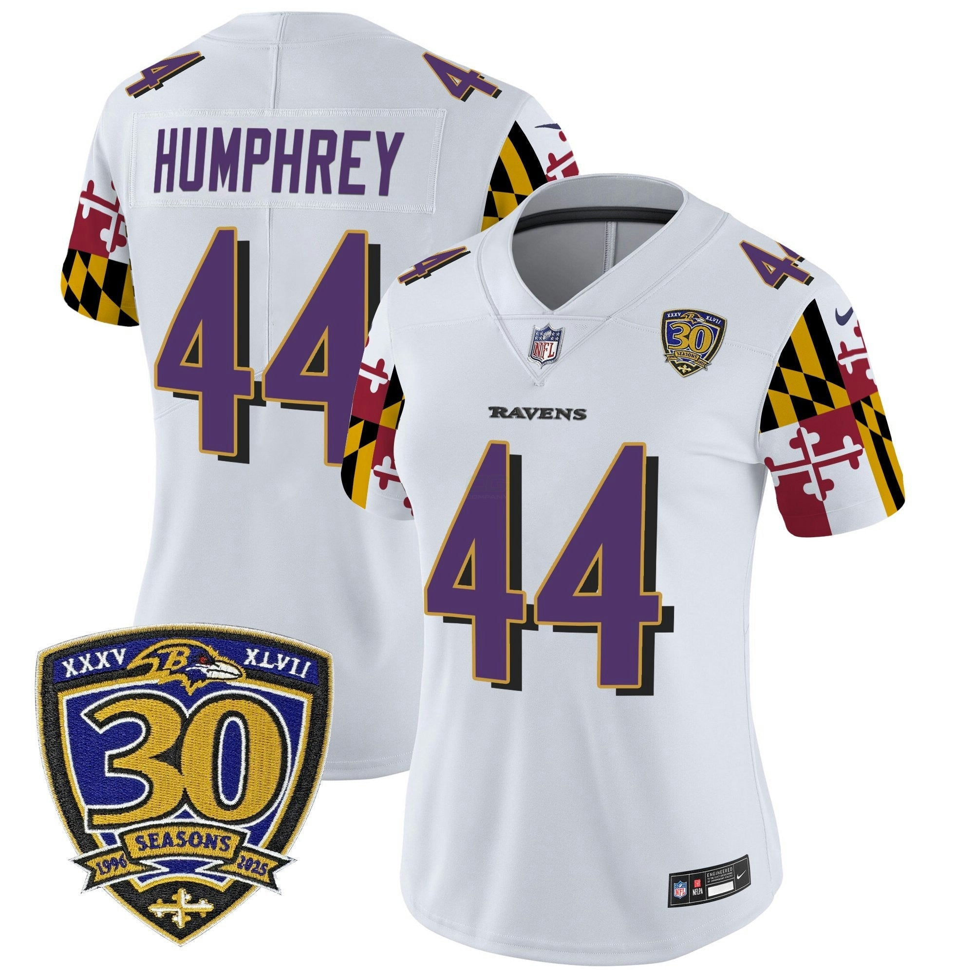 Camisa NFL Women’s Baltimore ‘Maryland Flag Edition’ Vapor Limited Jersey – 30th Anniversary Patch