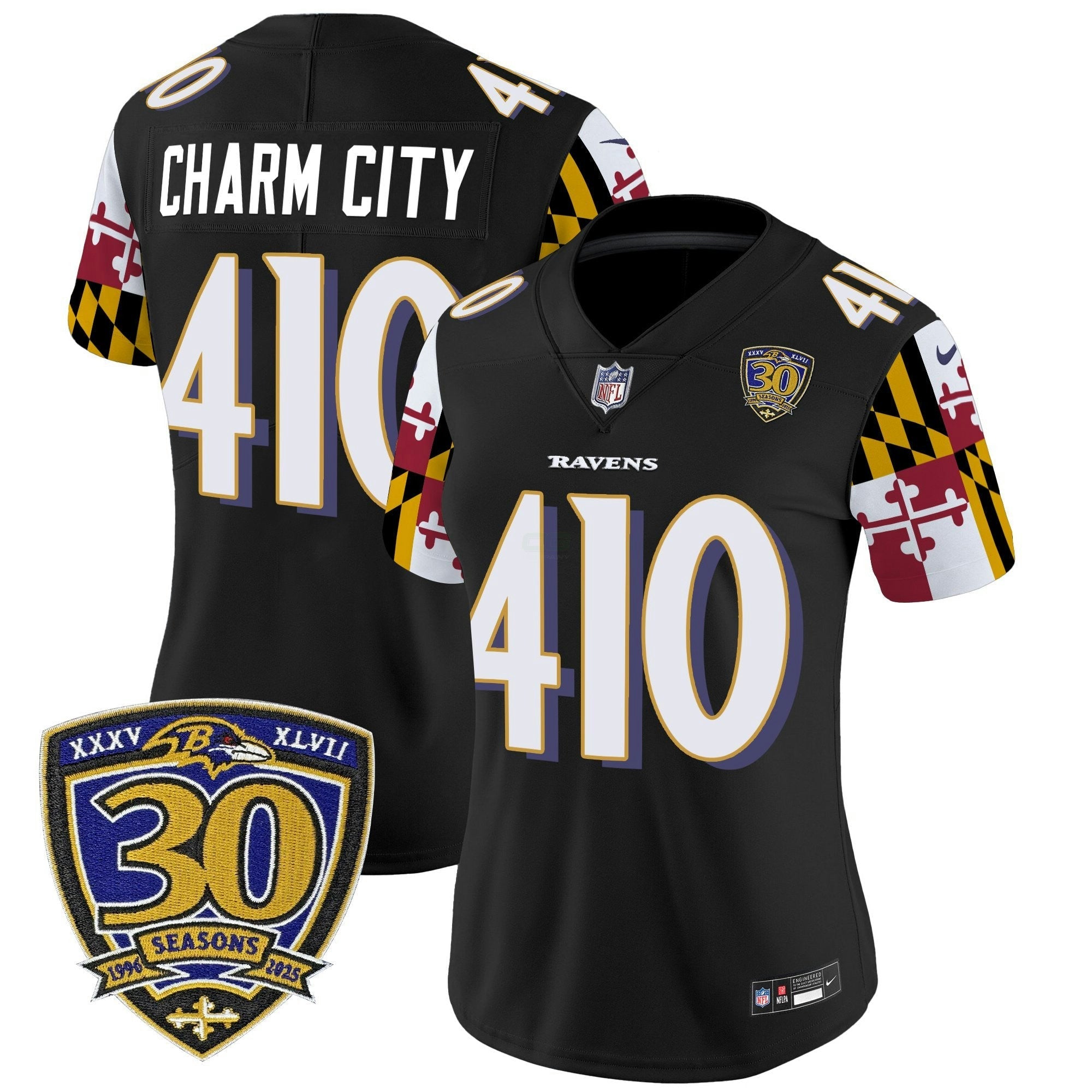 Camisa NFL Women’s Baltimore ‘Maryland Flag Edition’ Vapor Limited Jersey – 30th Anniversary Patch