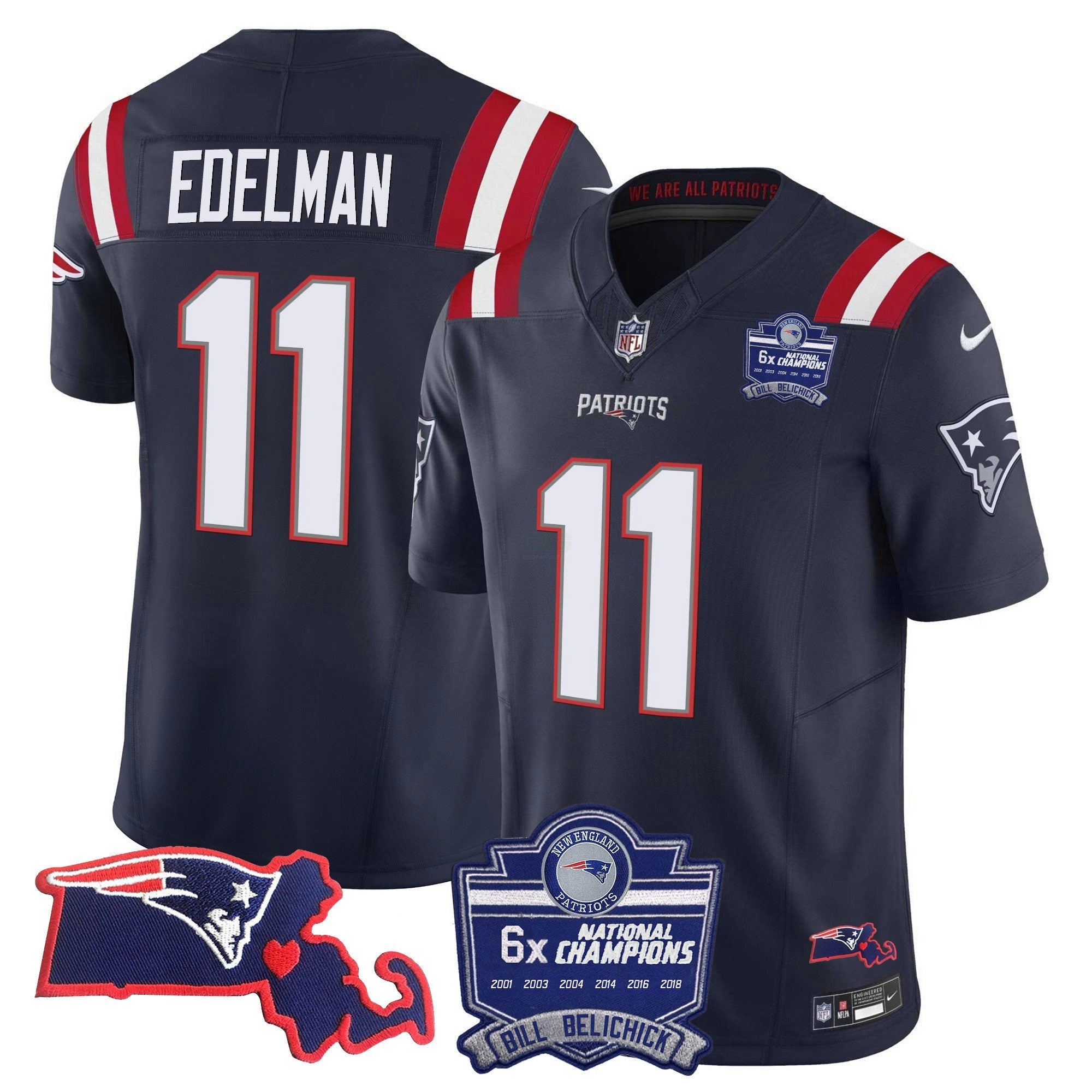 Camisa NFL Women’s Bill Belichick 6x Champions Patch Vapor Jersey