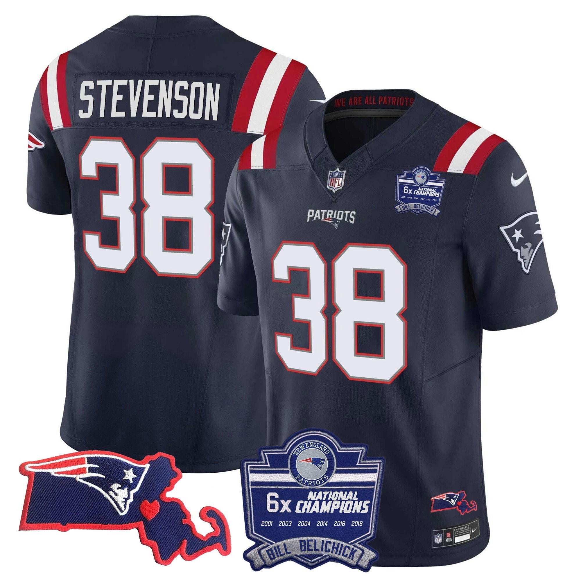 Camisa NFL Women’s Bill Belichick 6x Champions Patch Vapor Jersey