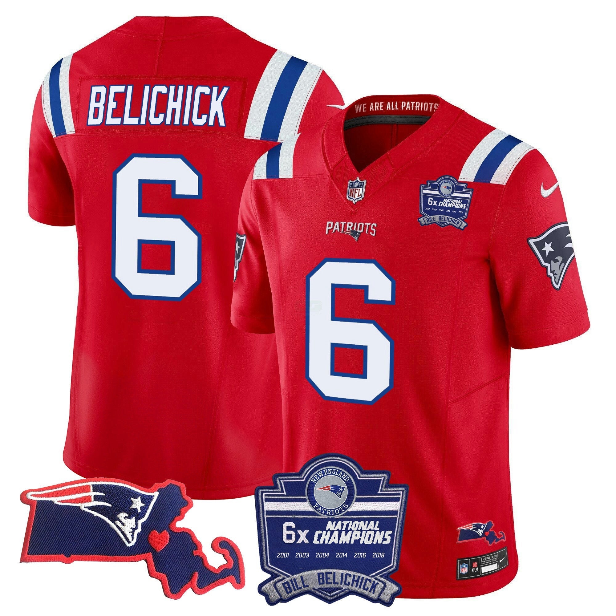 Camisa NFL Women’s Bill Belichick 6x Champions Patch Vapor Jersey