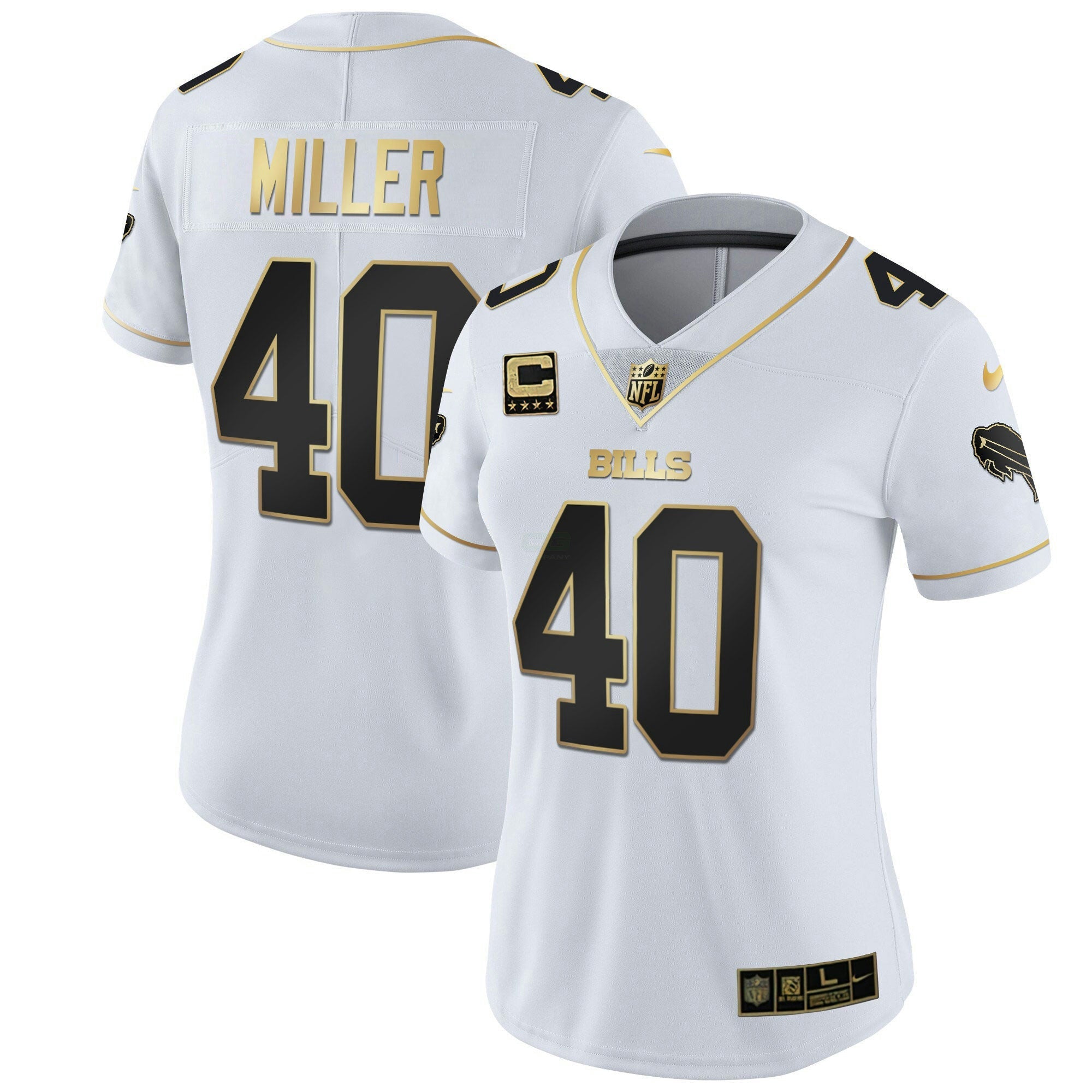 Camisa NFL Women’s Branca Dourada & Preta Dourada
